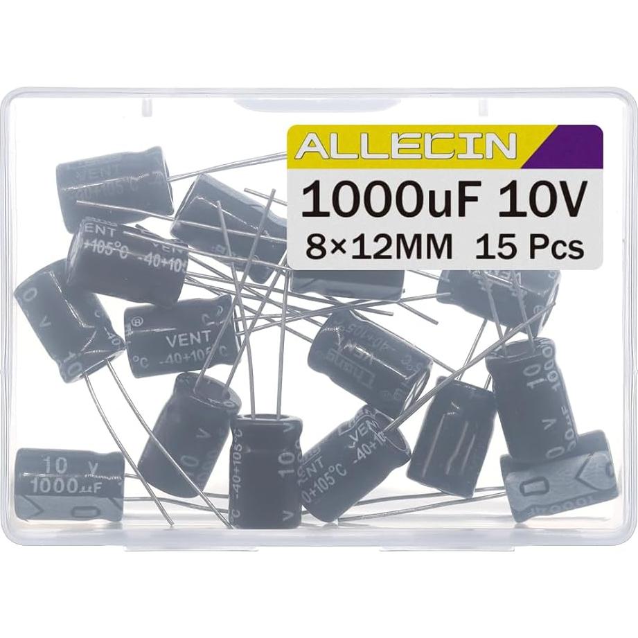 Capacitor Electrolítico ALLECIN 1000uF 10V 8x12mm - Paquete de 15