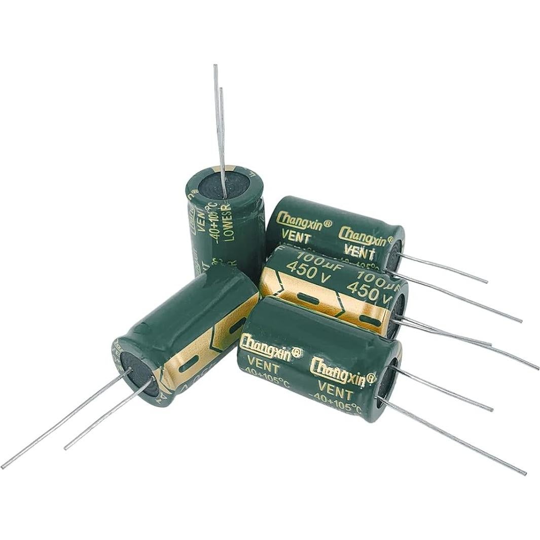 Kit de 5 Capacitores Electrolíticos Cermant 100uF 450V 18x30mm