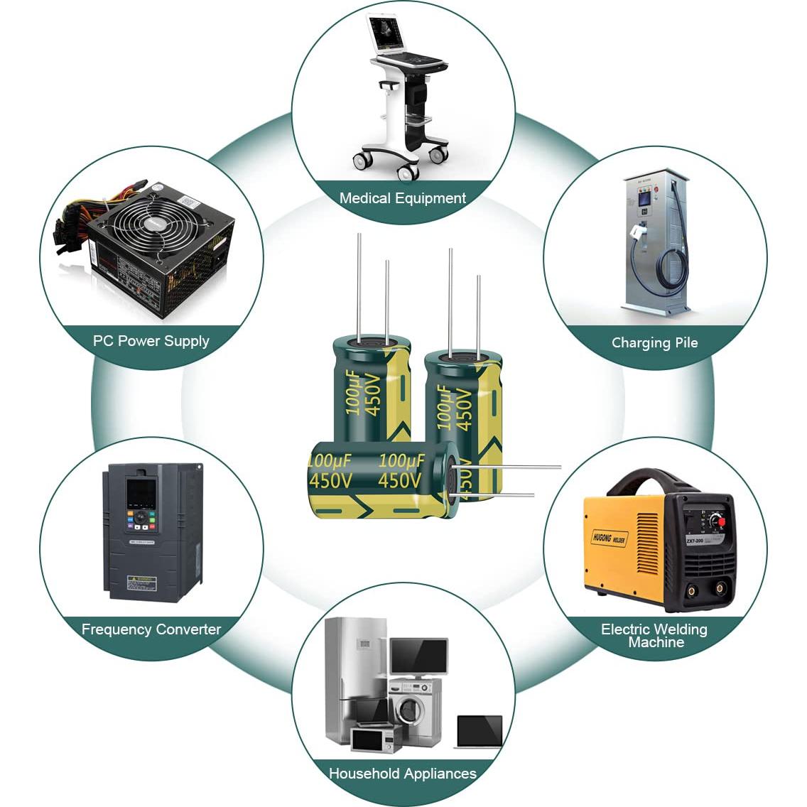 Kit de 5 Capacitores Electrolíticos Cermant 100uF 450V 18x30mm