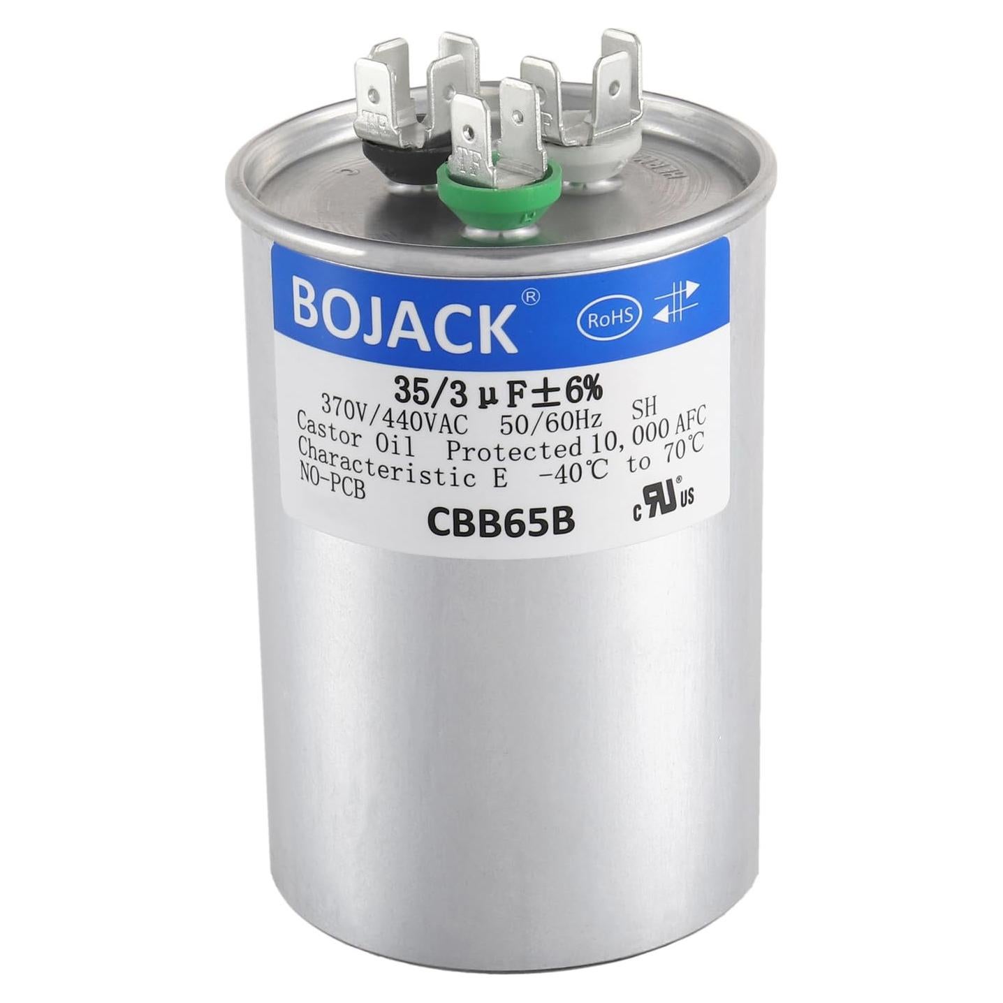 Capacitor Redondo BOJACK 35+3 uF 450V CBB65B para Aire Acondicionado
