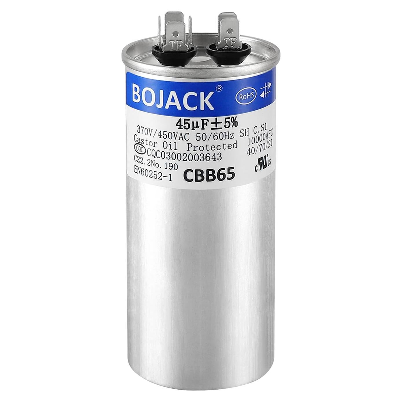 Capacitor de Arranque BOJACK 45uF 370/450V CBB65 para Motor AC