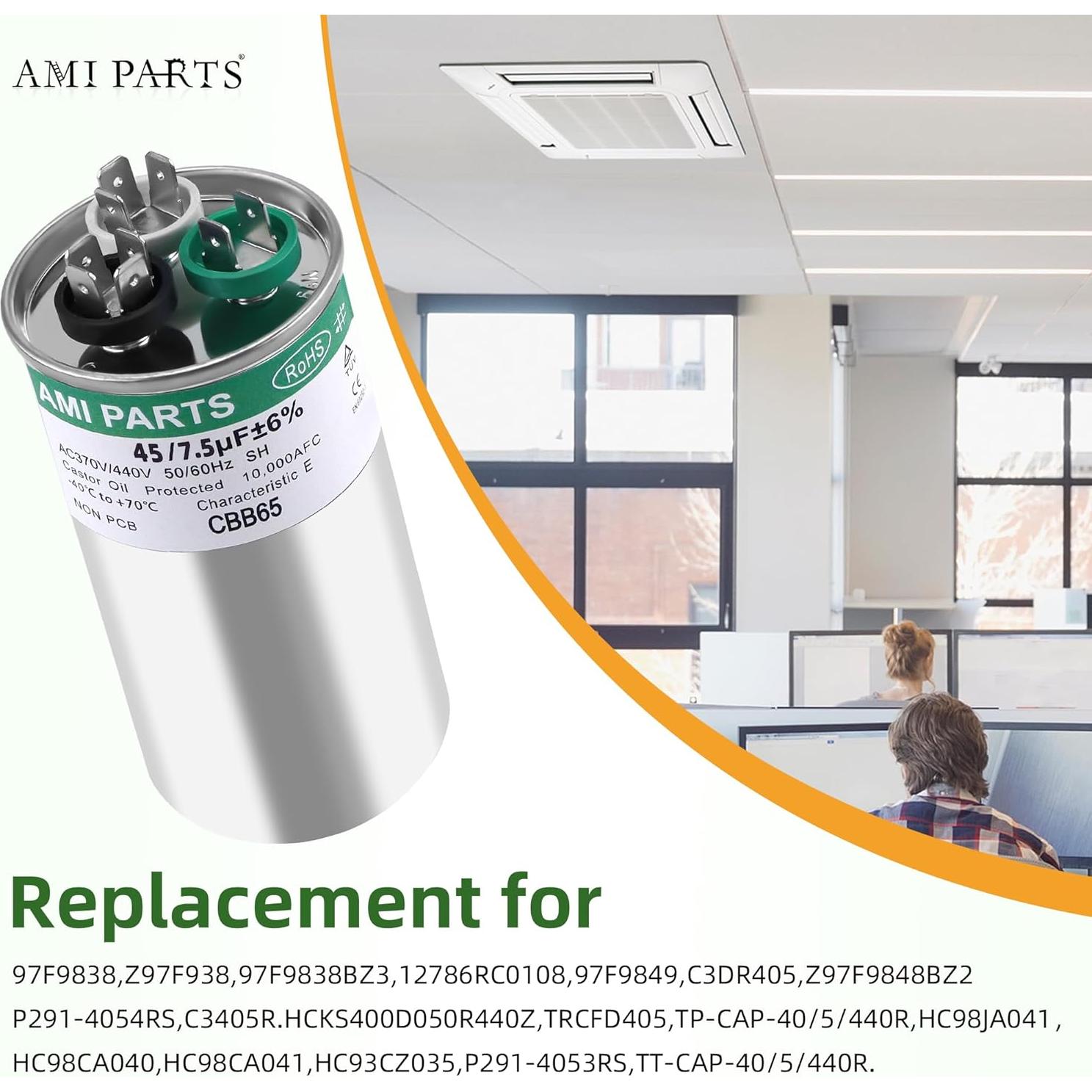 Capacitor CBB65B 45+7.5uF 370/440V AMI PARTS para A/C