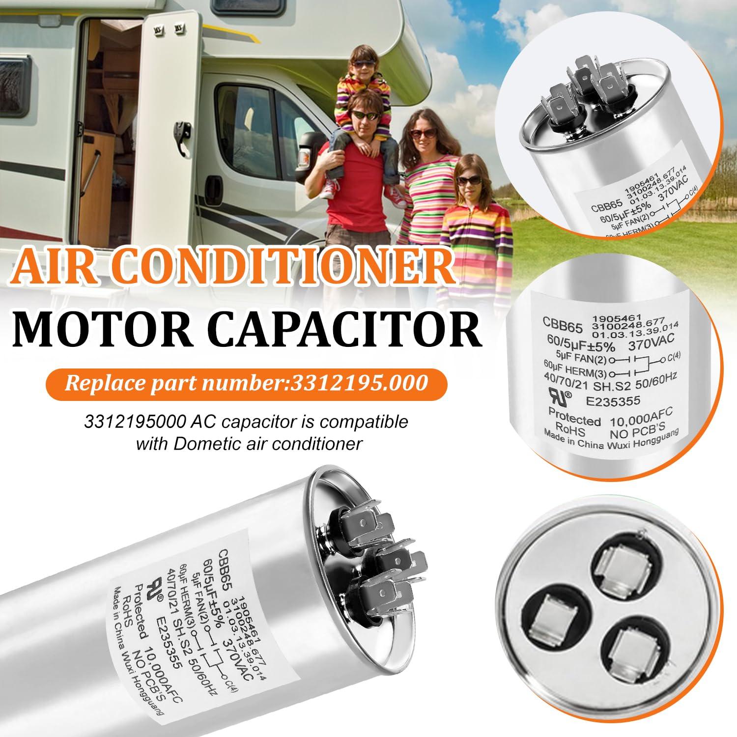 Capacitor de Motor Aire Acondicionado RV Dometic 3312195.000 60/5 MFD