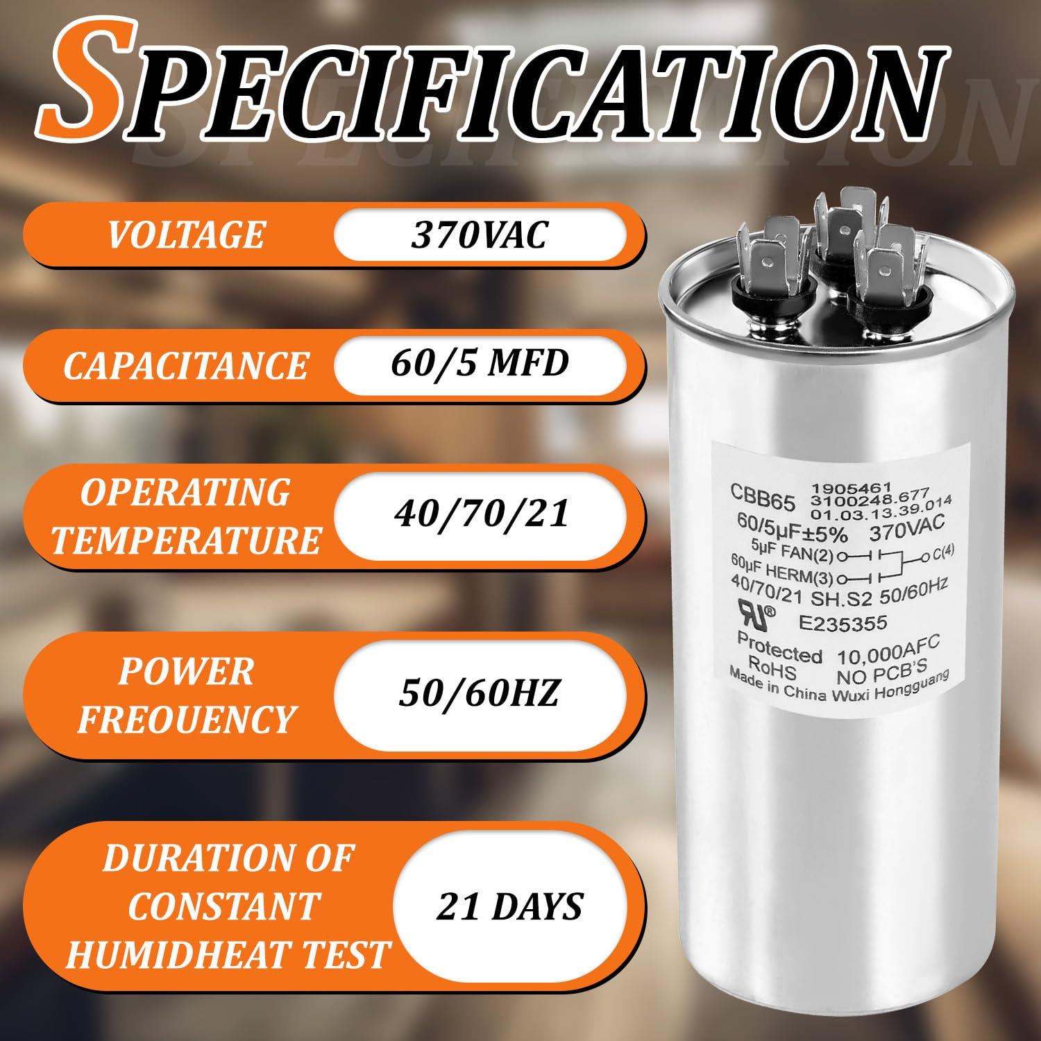 Capacitor de Motor Aire Acondicionado RV Dometic 3312195.000 60/5 MFD