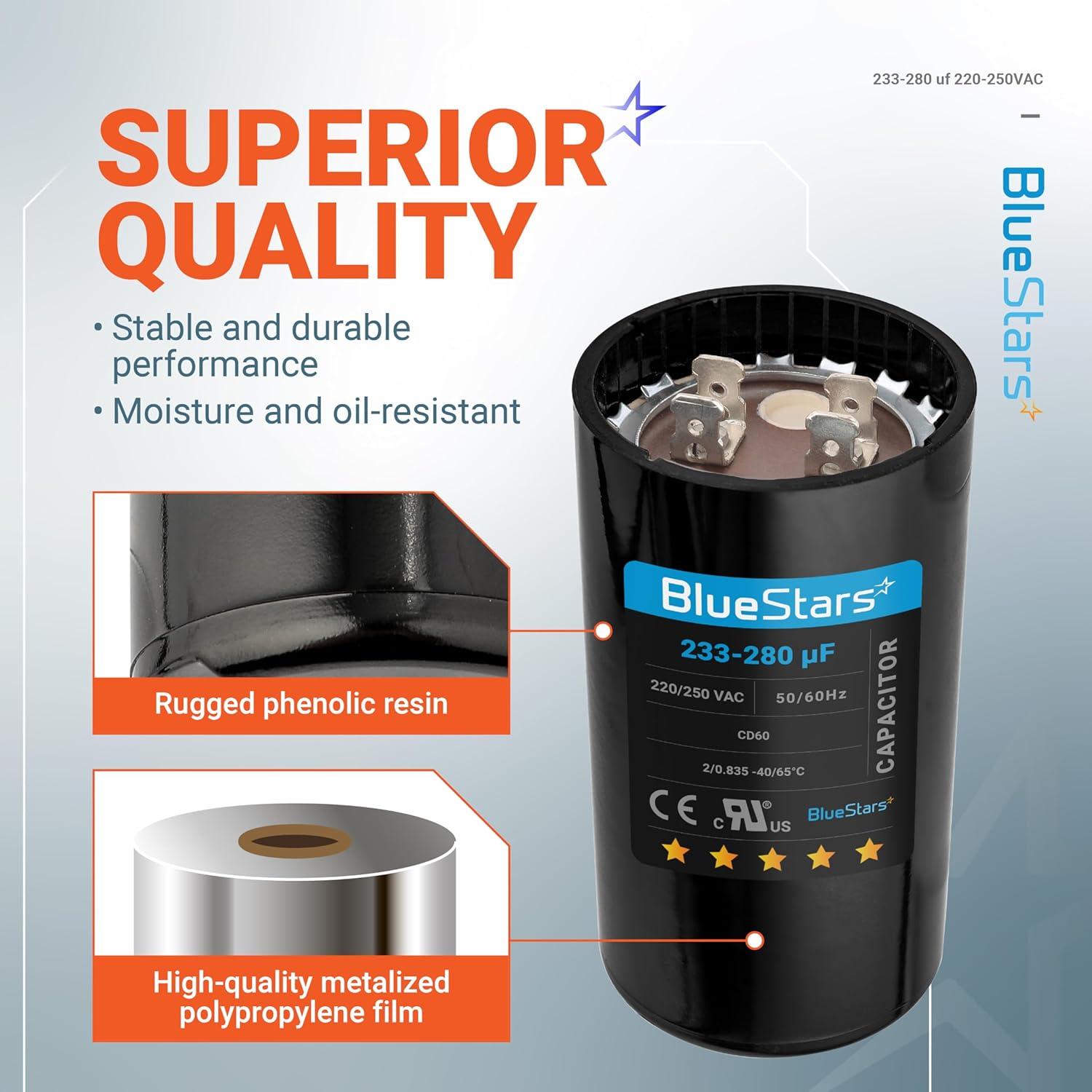 Capacitor de Arranque Redondo 233-280 uF 220-250V BlueStars