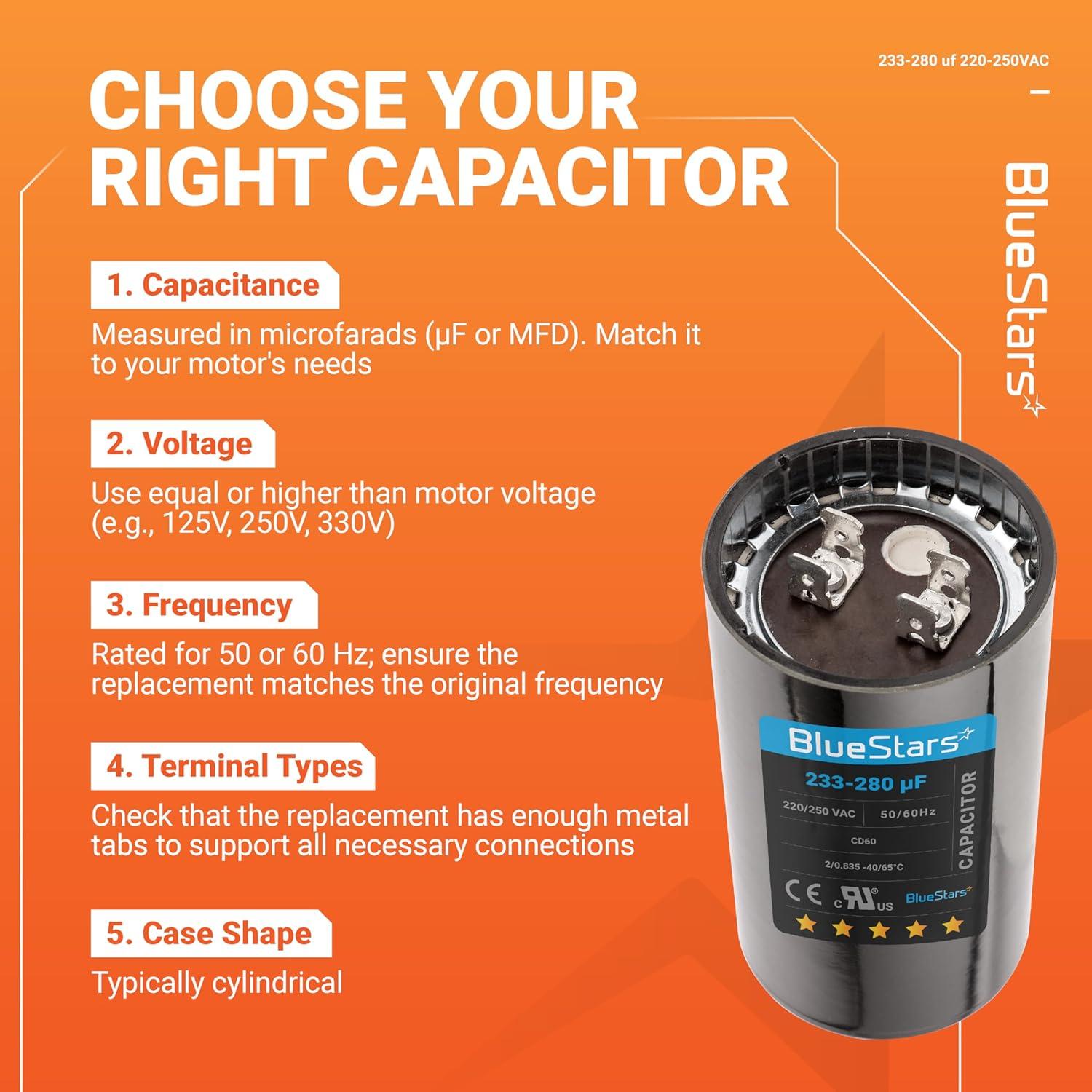 Capacitor de Arranque Redondo 233-280 uF 220-250V BlueStars