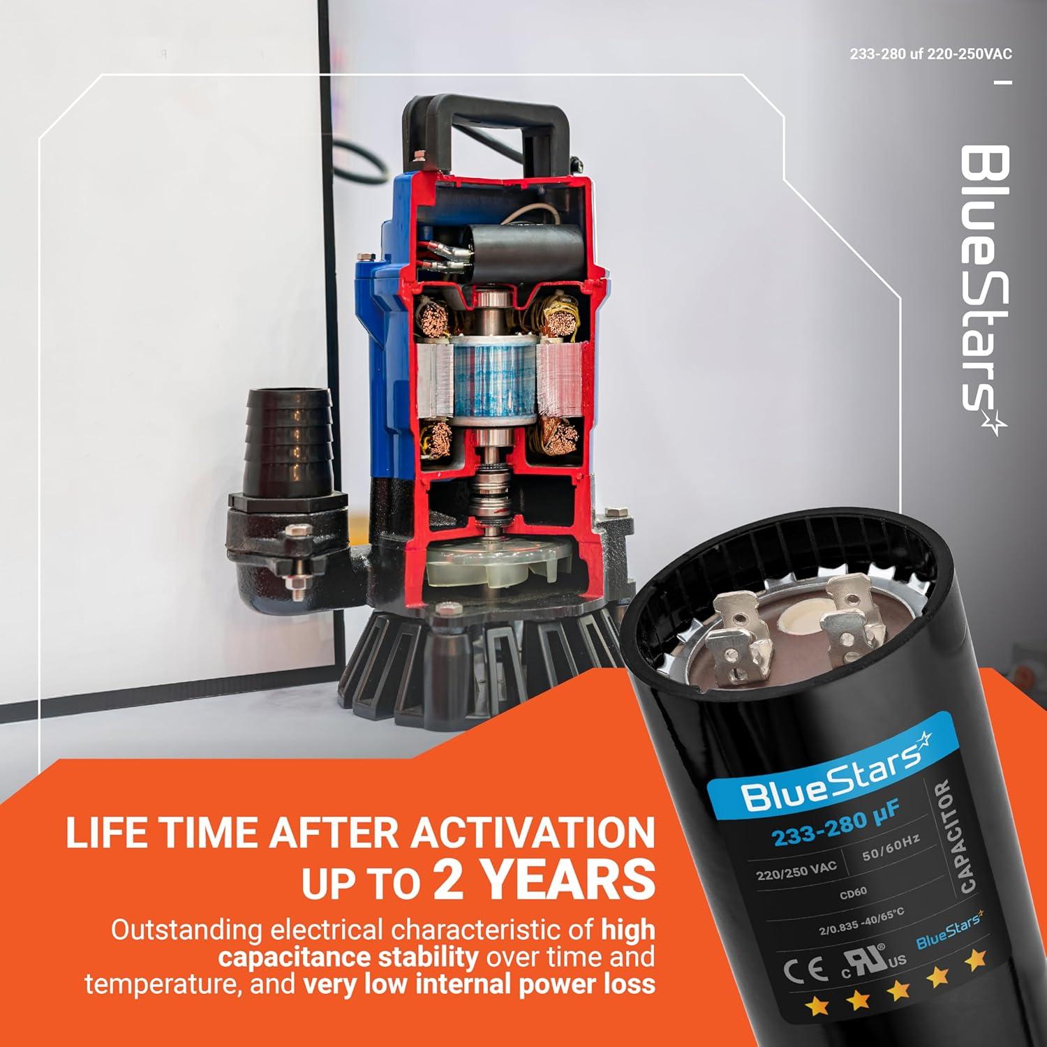 Capacitor de Arranque Redondo 233-280 uF 220-250V BlueStars