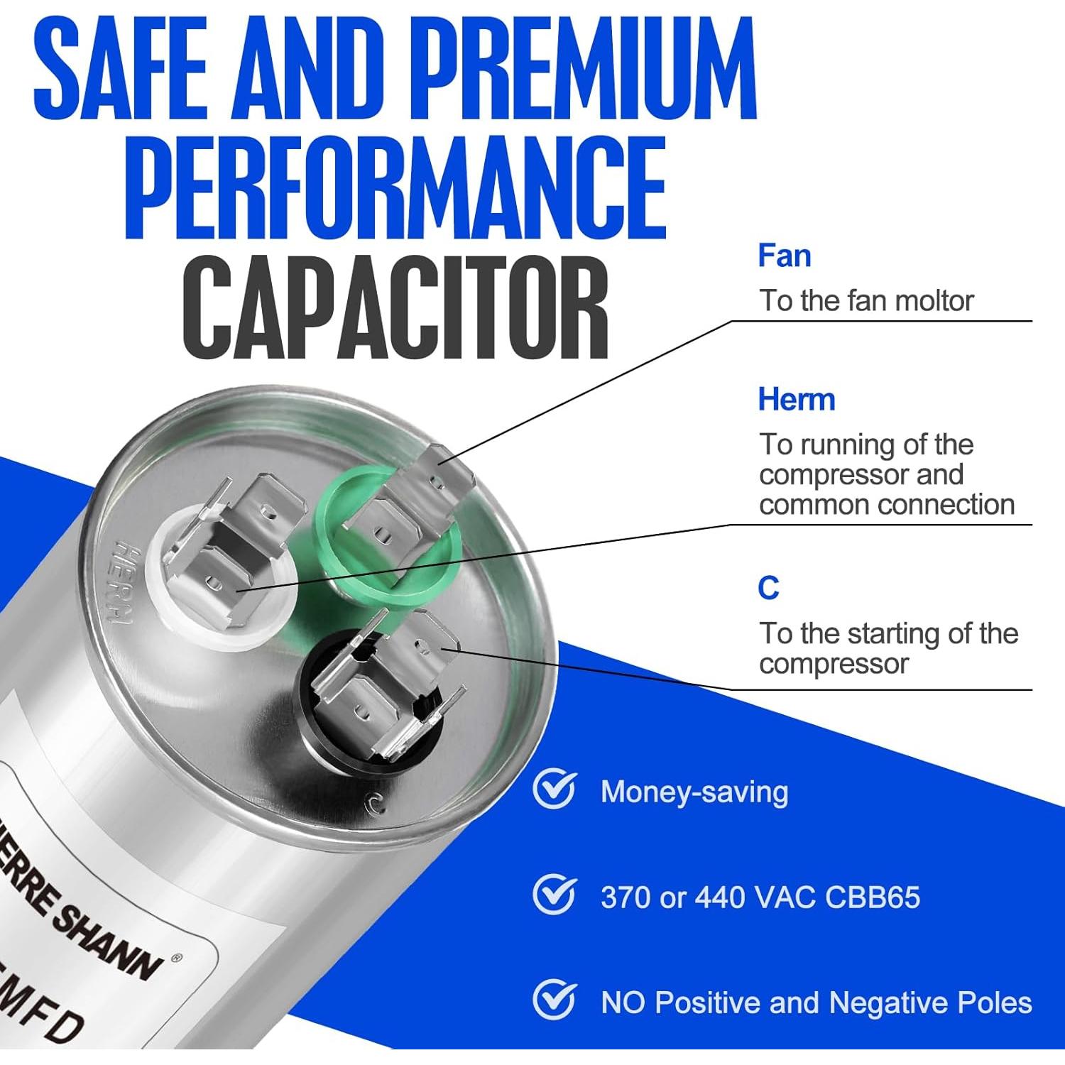 Capacitor de AC 40+5 uF CBB65 370/440V FIERRE SHANG