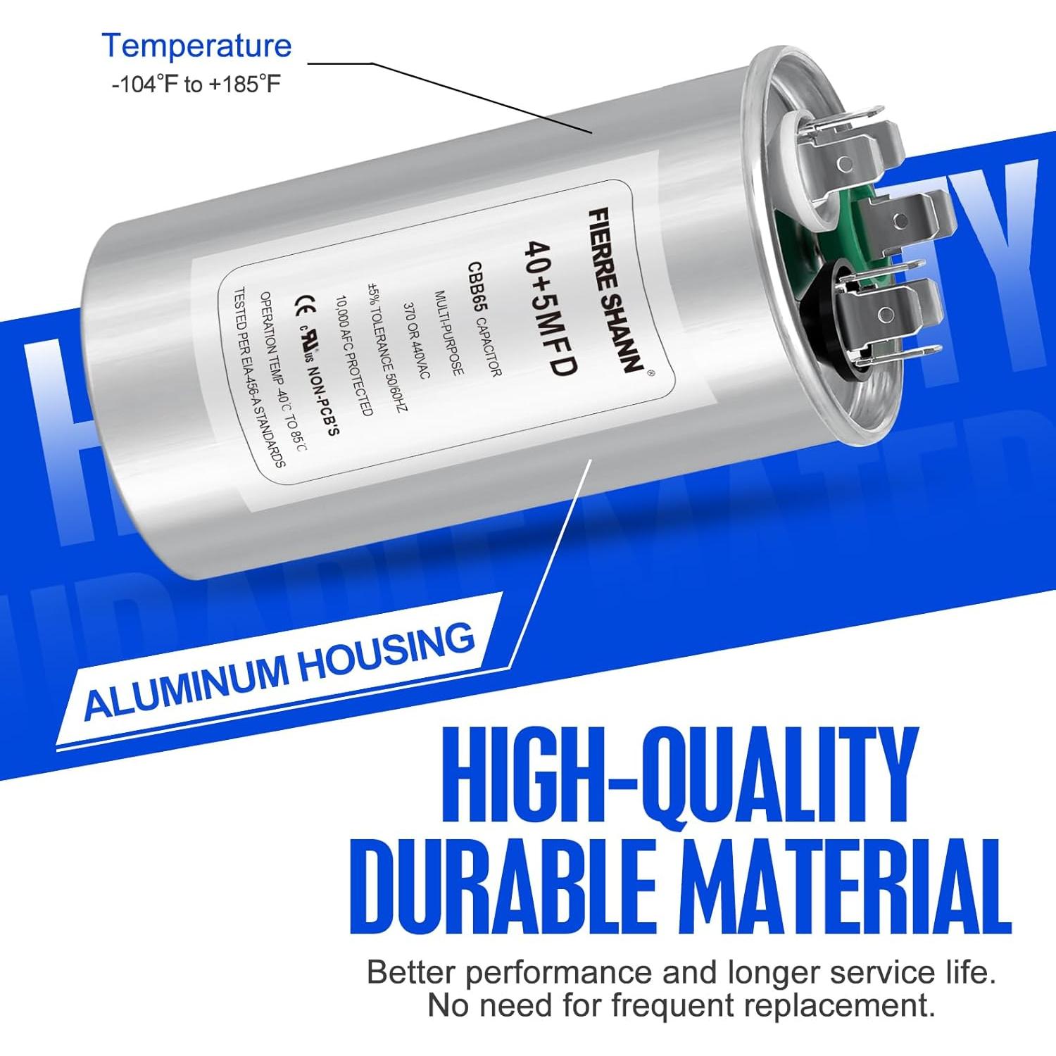 Capacitor de AC 40+5 uF CBB65 370/440V FIERRE SHANG