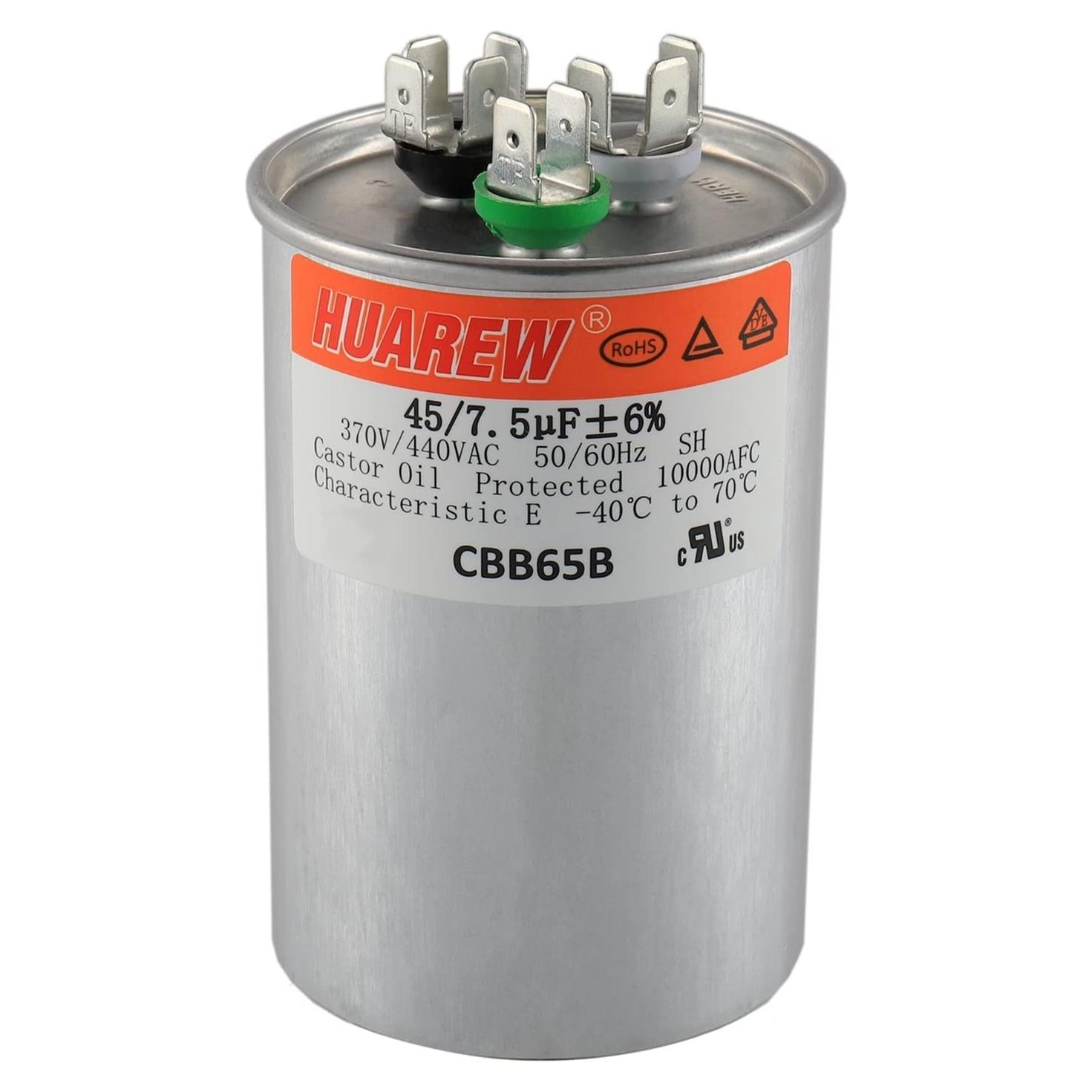 Capacitor CBB65B HUAREW 45/7.5 uF 370V/450V Doble Redondo