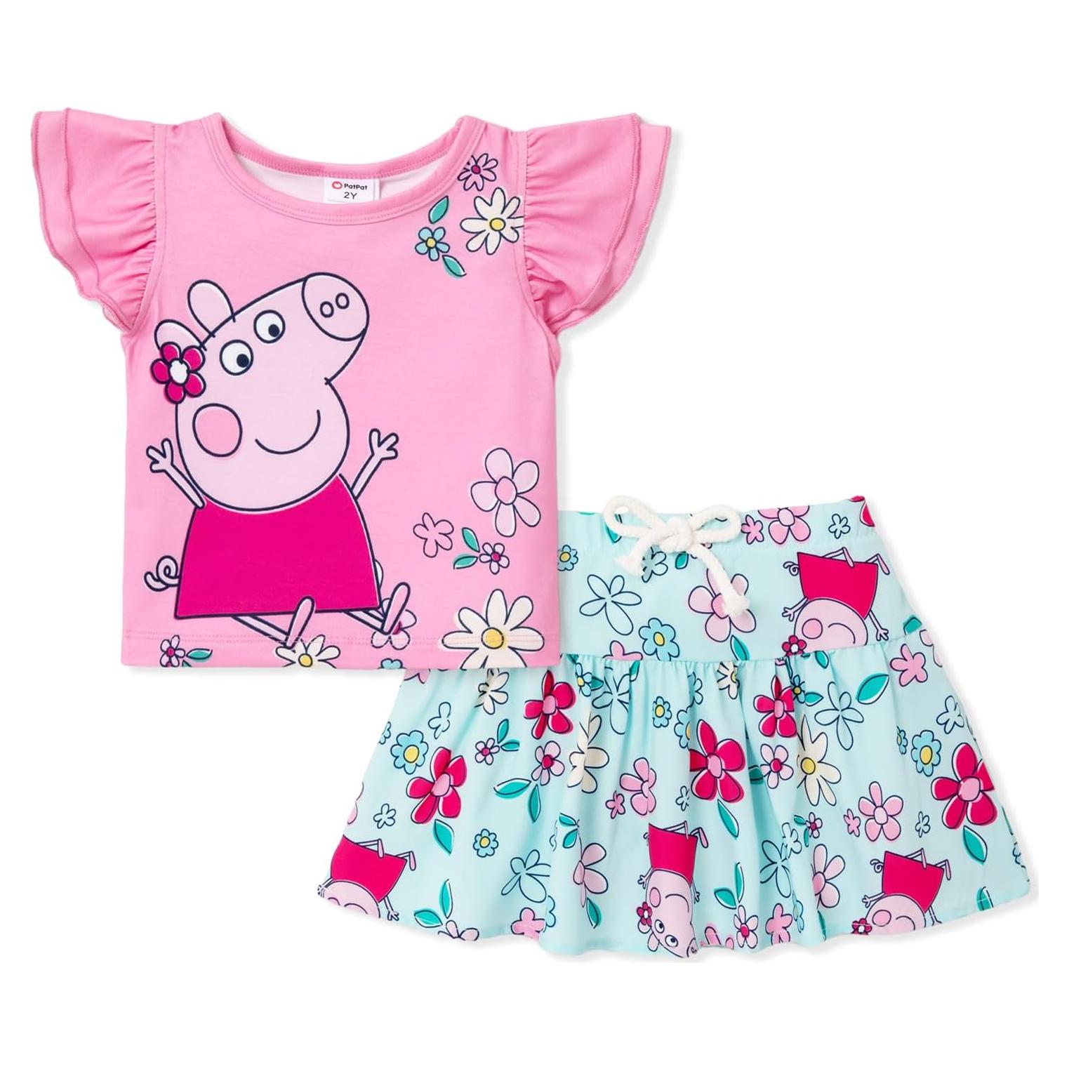 Conjunto Peppa Pig 2 Piezas Niña 3T Top y Falda Floral