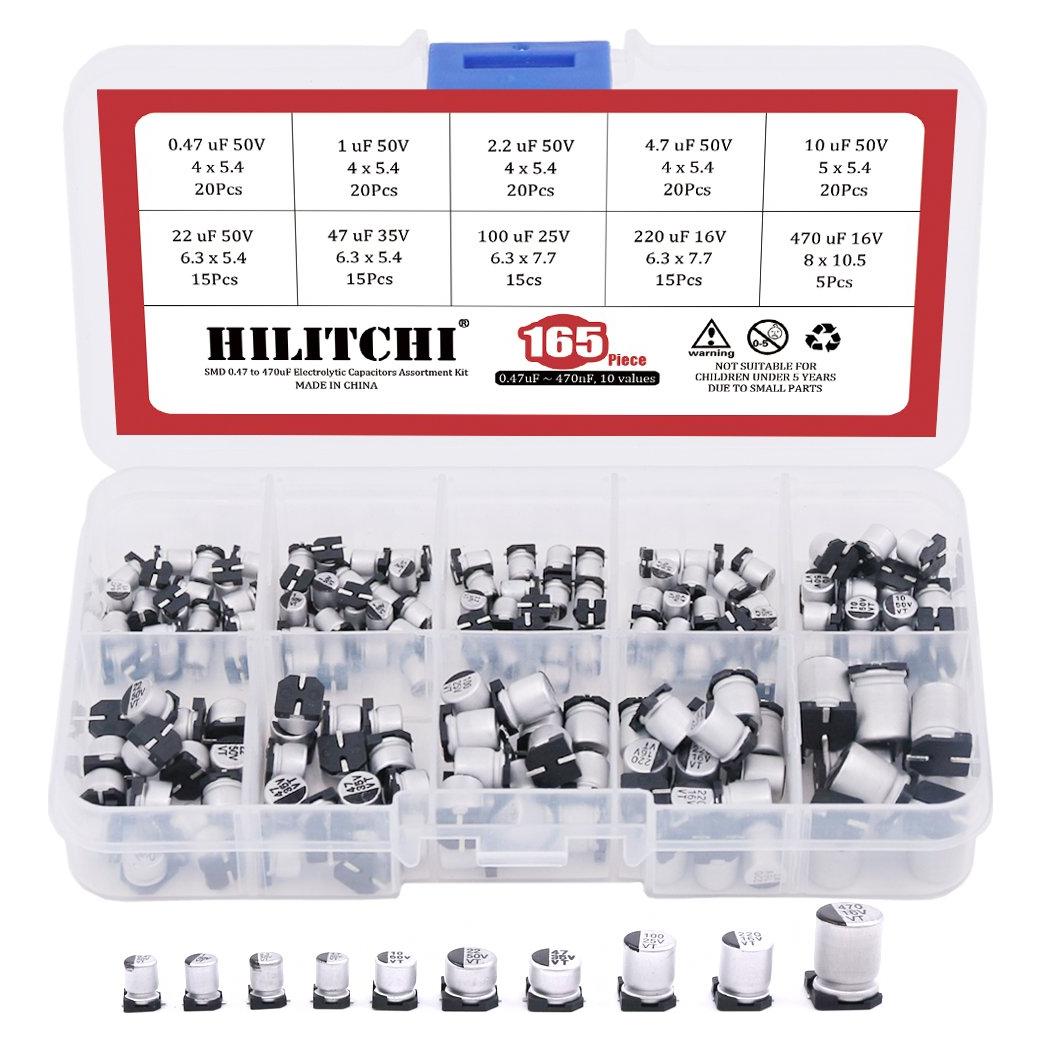 Kit de 165 Capacitores Electrolíticos SMD Hilitchi 0.47uF-470uF