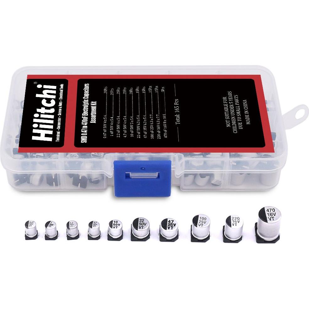 Kit de 165 Capacitores Electrolíticos SMD Hilitchi 0.47uF-470uF