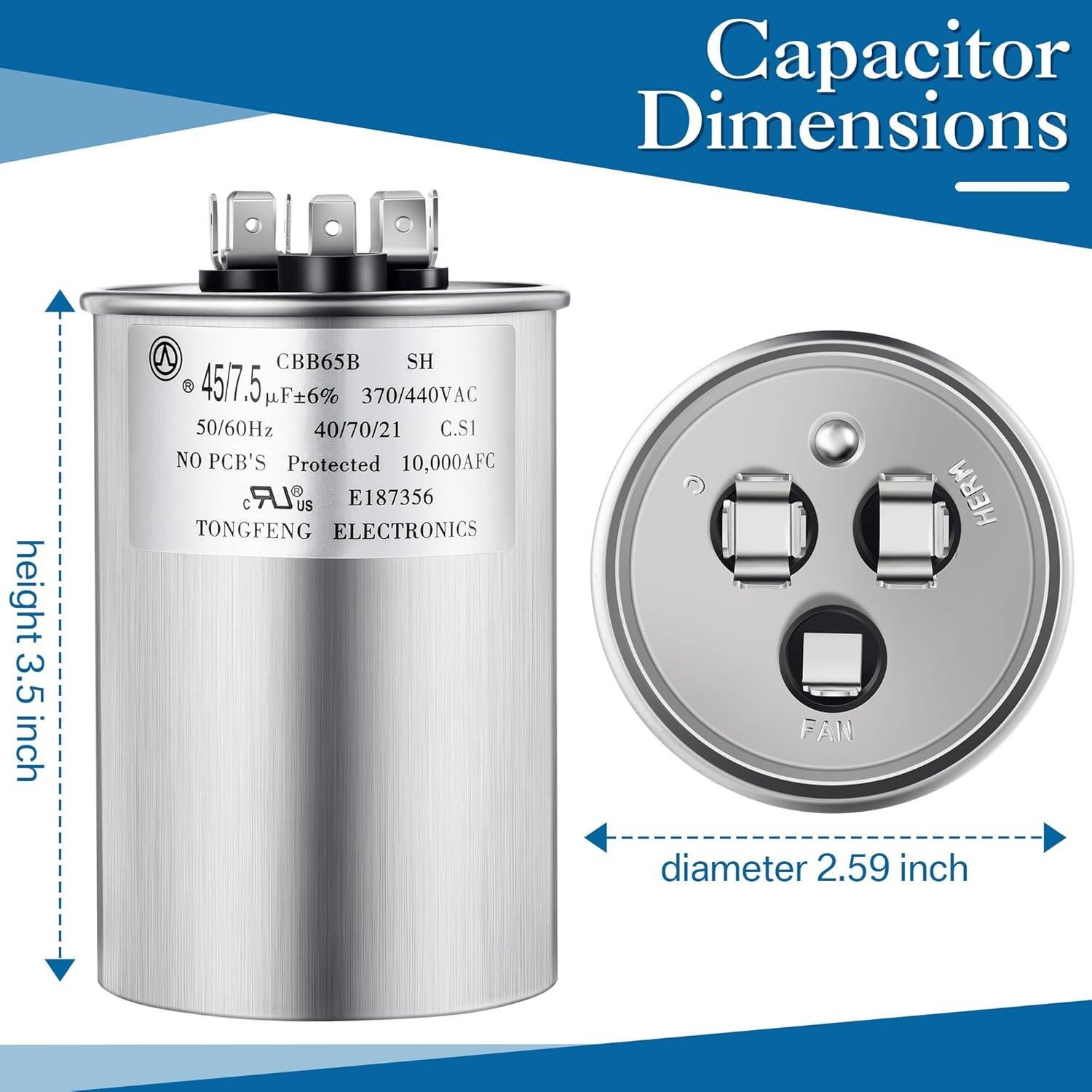 Capacitor Redondo Doble Función Umigy CBB65B 45+7.5 uF 370/440VAC