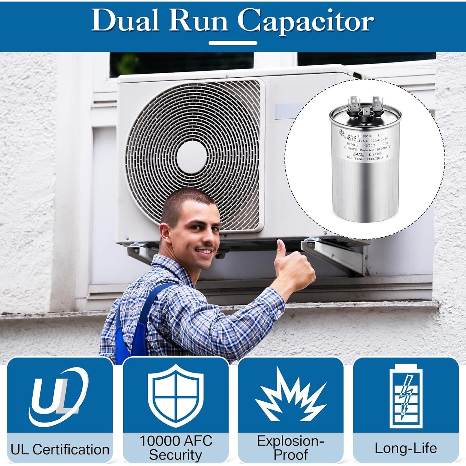 Capacitor Redondo Doble Función Umigy CBB65B 45+7.5 uF 370/440VAC