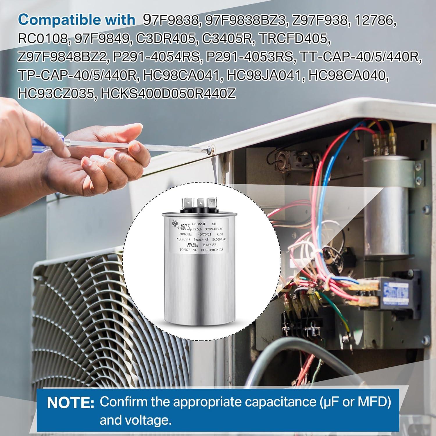 Capacitor Redondo Doble Función Umigy CBB65B 45+7.5 uF 370/440VAC