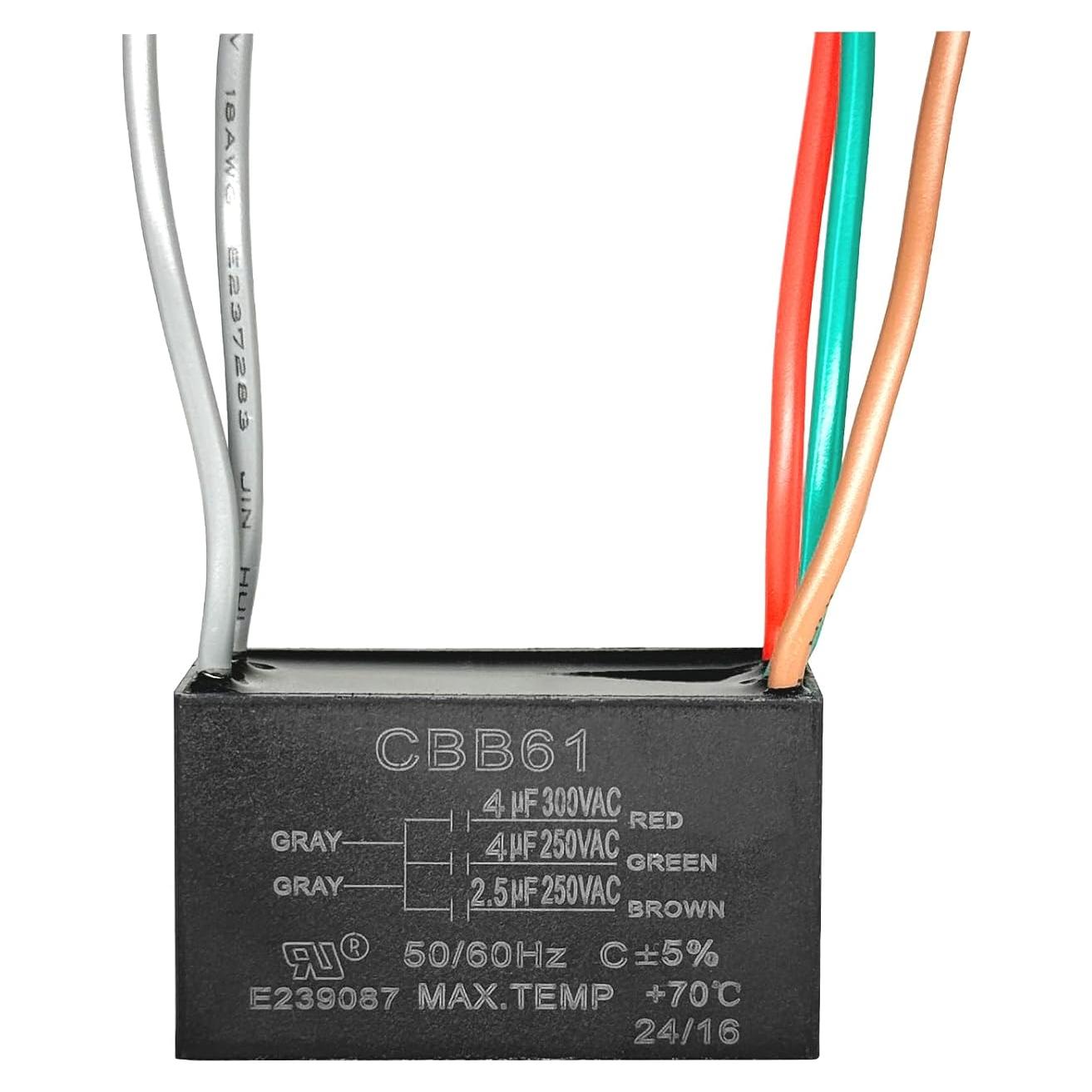 Capacitor de Ventilador YukiHalu CBB61 4uF + 4uF + 2.5uF 250V