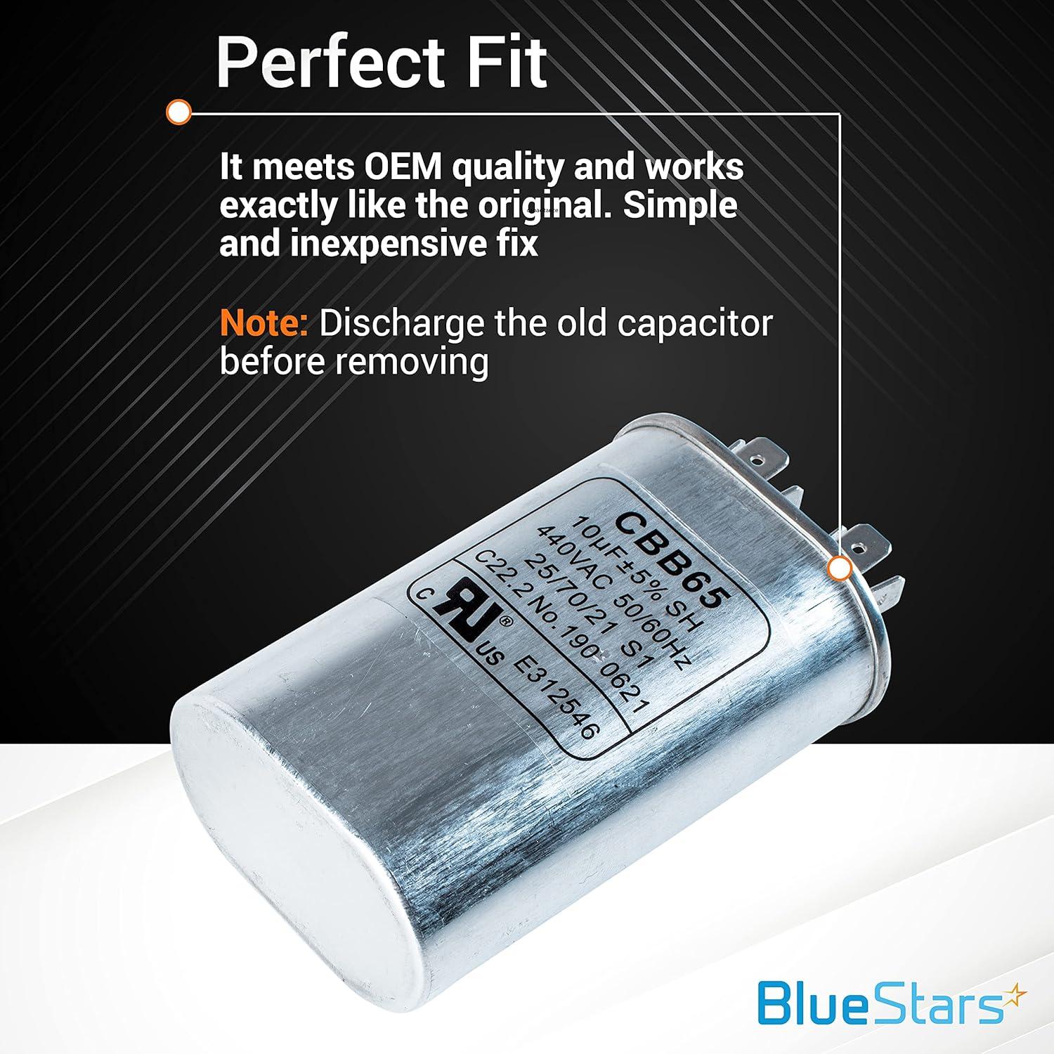 Capacitor Oval BlueStars 10uF ±5% 370/440V CBB65 para AC