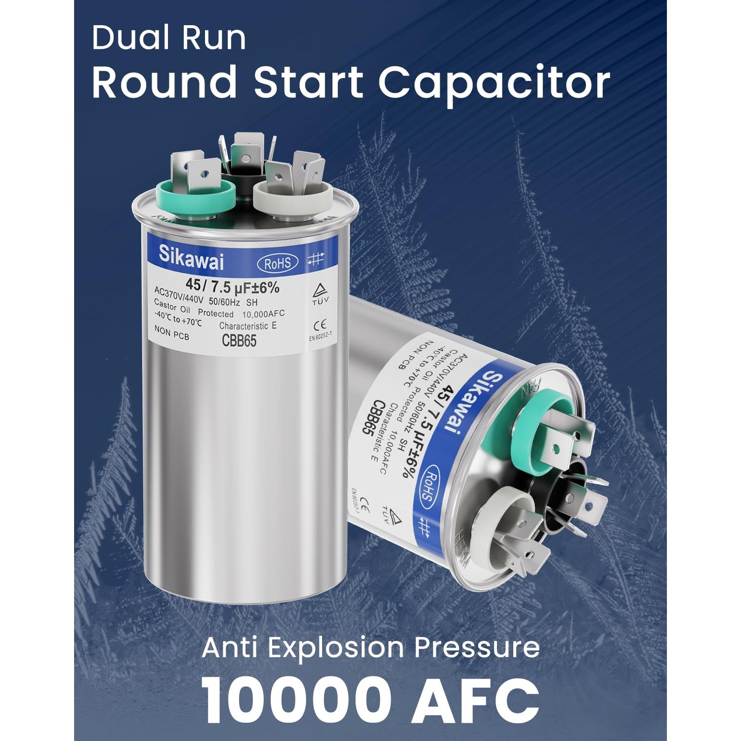 Capacitor CBB65B 45/7.5uF 370/440V Sikawai para Aire Acondicionado