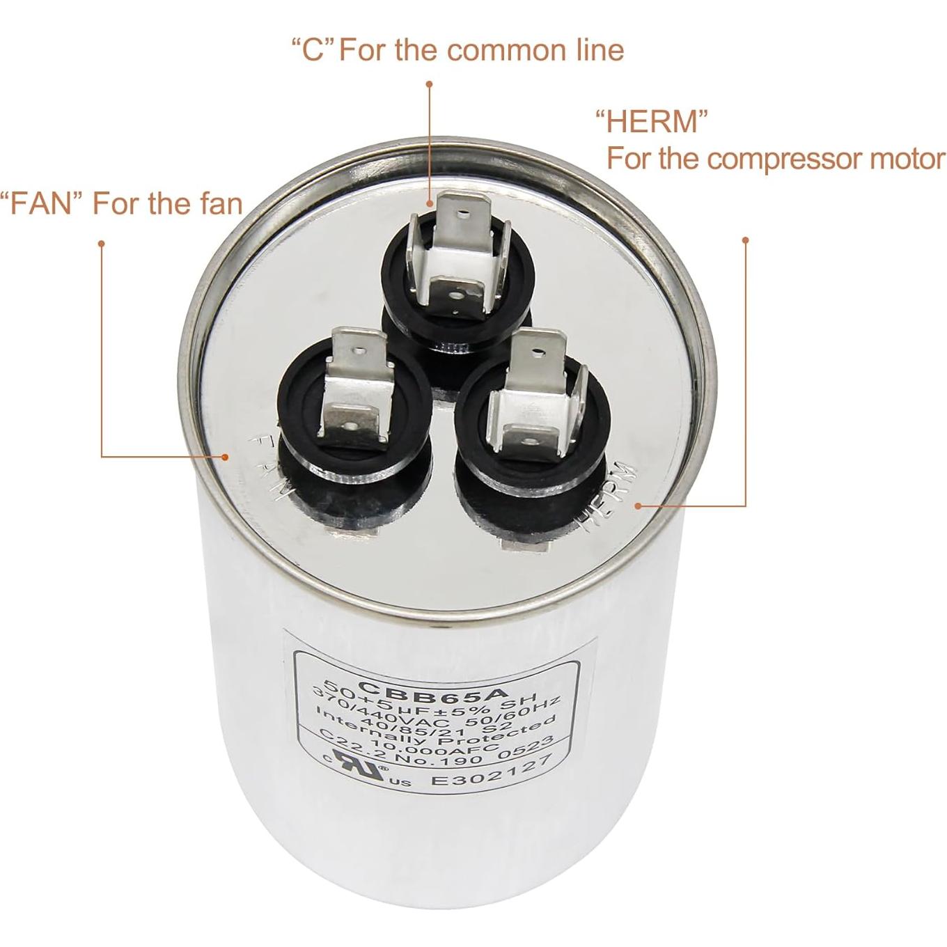 Capacitor de Arranque Doble 50+5uF Redparts CBB65 370/440V