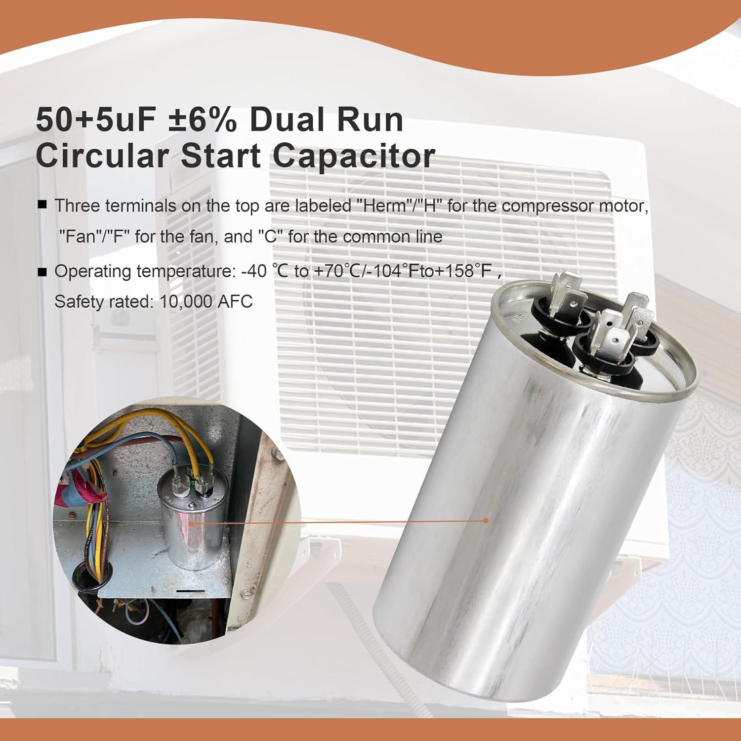 Capacitor de Arranque Doble 50+5uF Redparts CBB65 370/440V