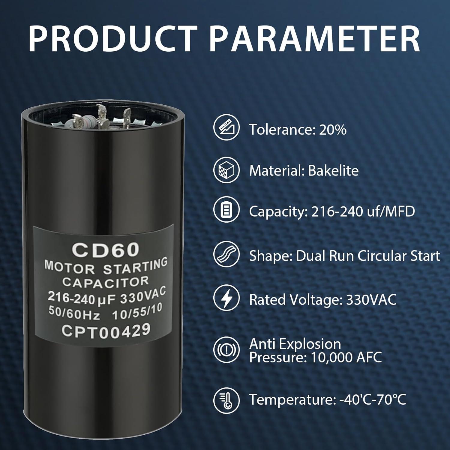 Condensador de arranque Xicbie CPT1881 216-240uF 330VAC