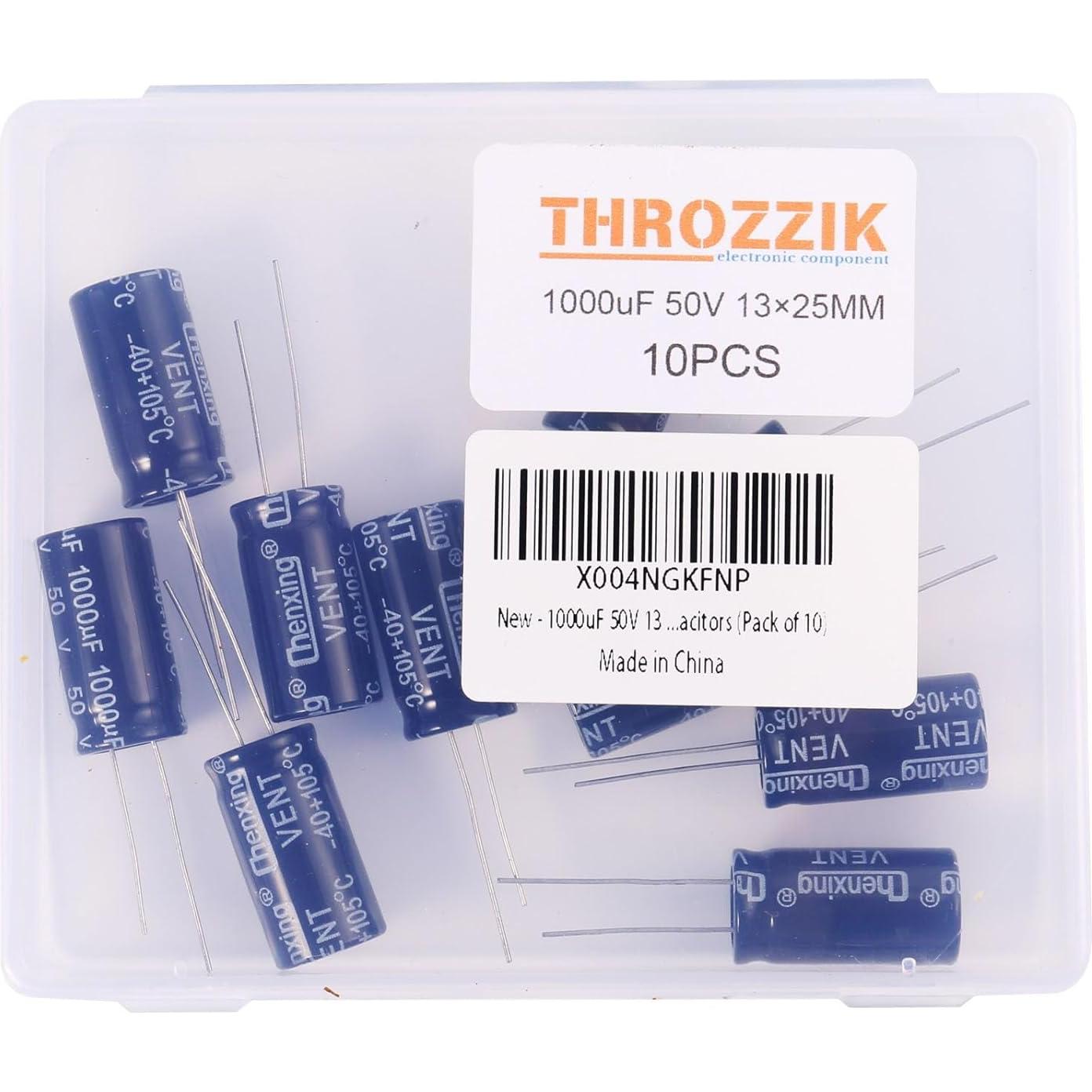 Capacitores Electrolíticos THROZZIK 1000uF 50V 10pcs 13x25mm