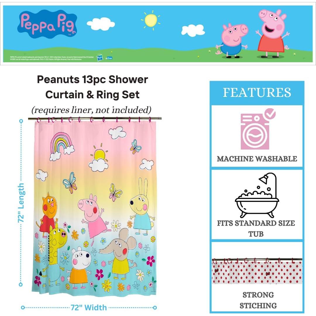 Juego de Cortina de Ducha Peppa Pig 13 Piezas Franco