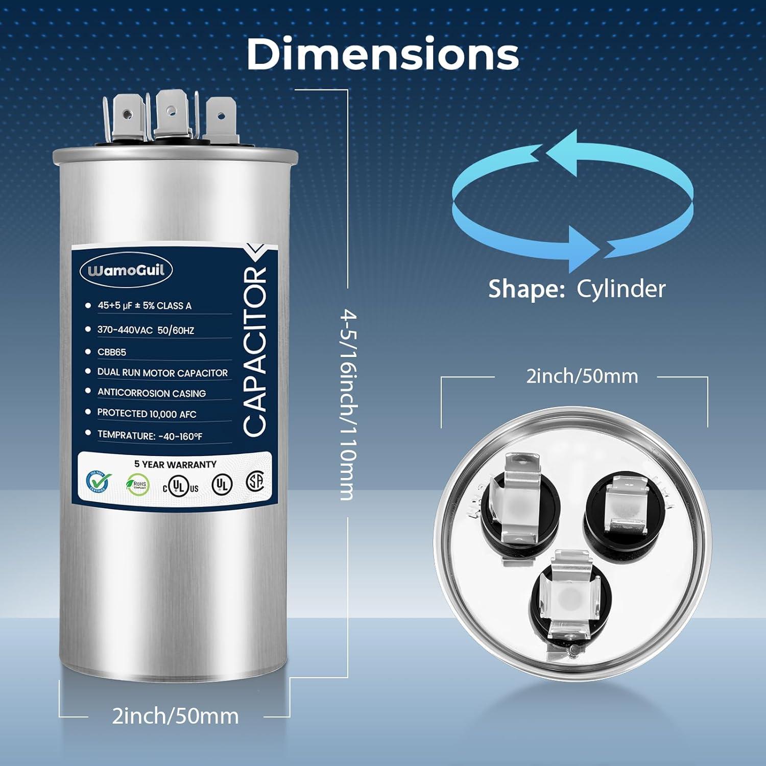 Condensador AC Doble Función Wamoguil CBB65 45/5 µF 440V