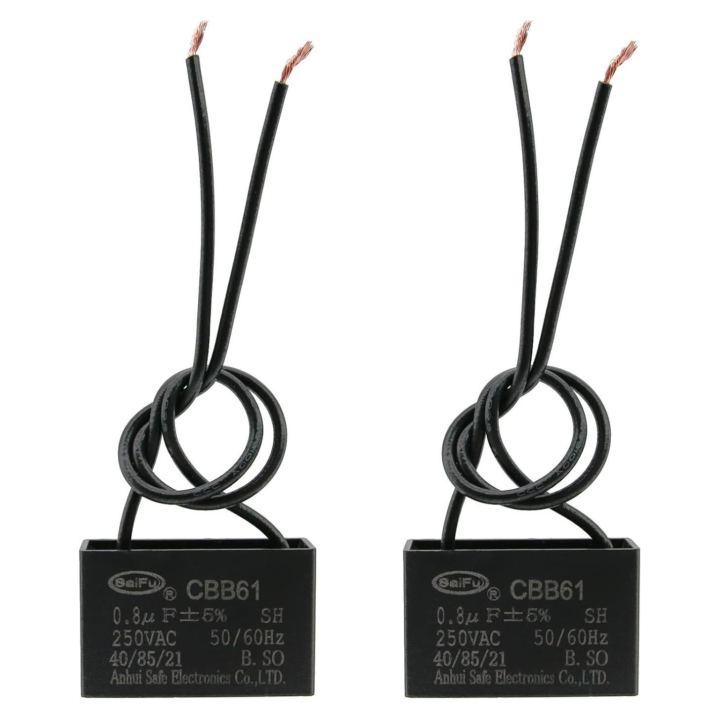 Capacitor CBB61 0.8uF 250V CA para Ventilador - 2 Piezas