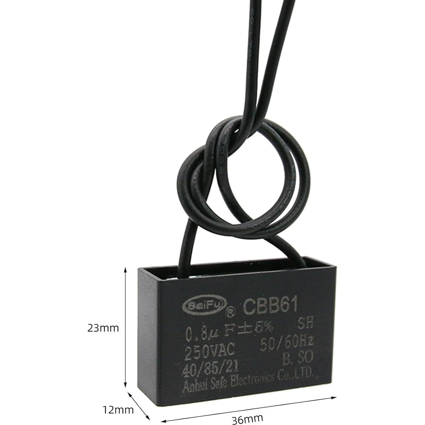 Capacitor CBB61 0.8uF 250V CA para Ventilador - 2 Piezas