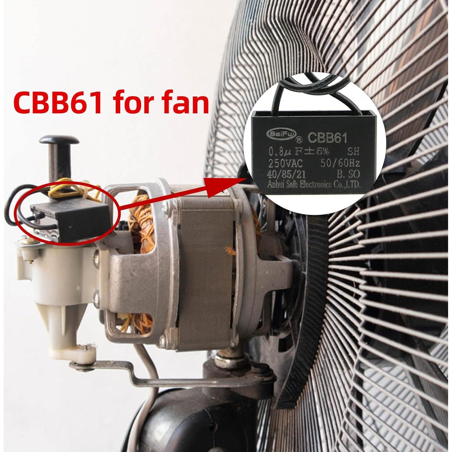 Capacitor CBB61 0.8uF 250V CA para Ventilador - 2 Piezas