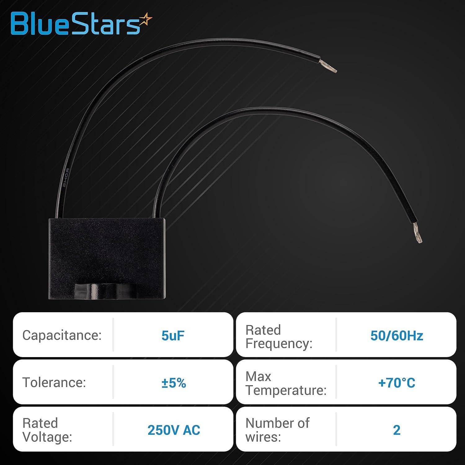 Capacitor de Ventilador de Techo BlueStars CBB61 5uF 250V 2 Hilos