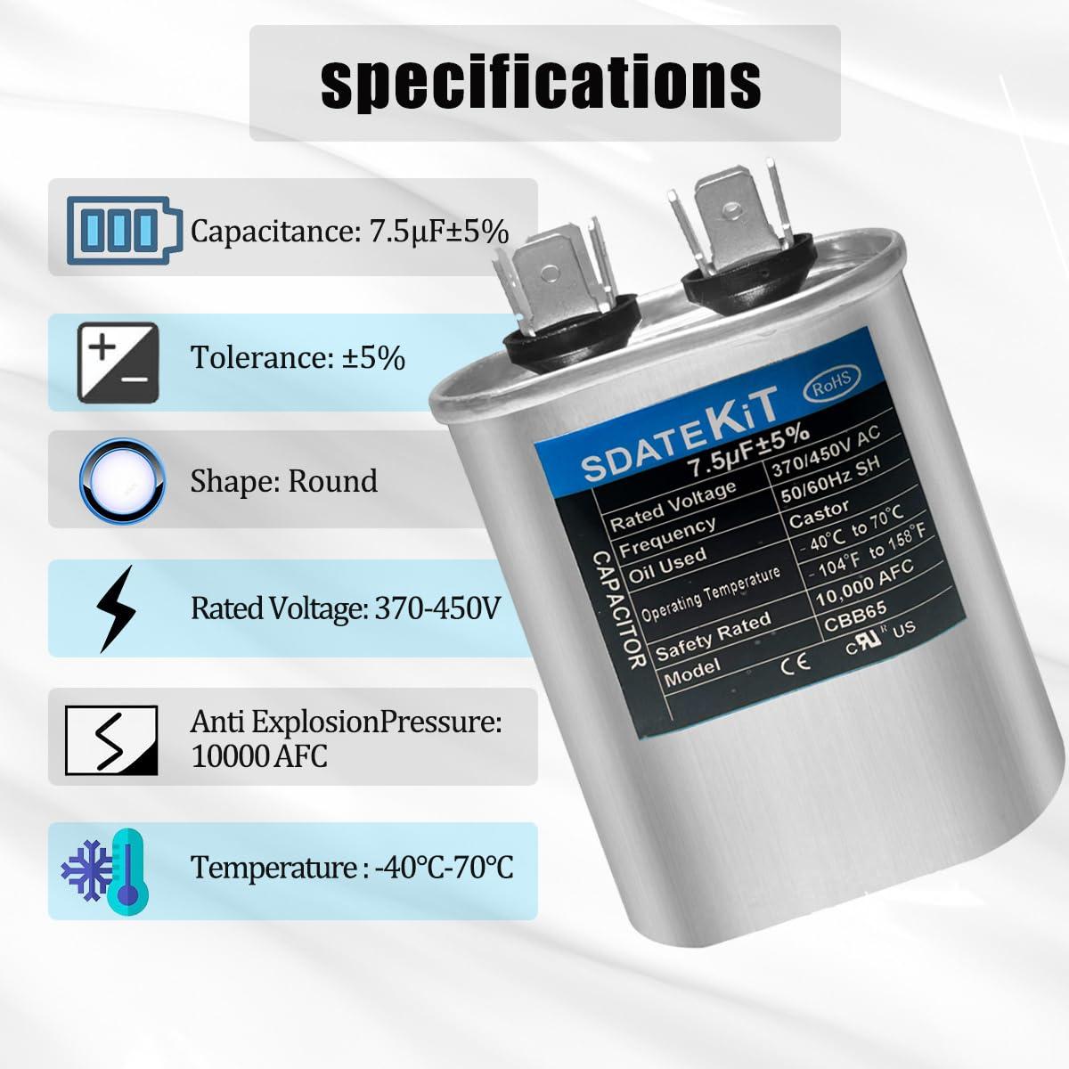 Capacitor Doble SDATEKIT CBB65 7.5µF 370-450V CA Universal