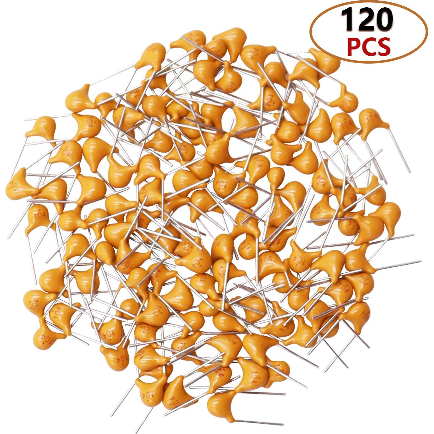 Capacitor Cerámico Multicapa mxuteuk 0.1uF 120 Pcs 5.08mm