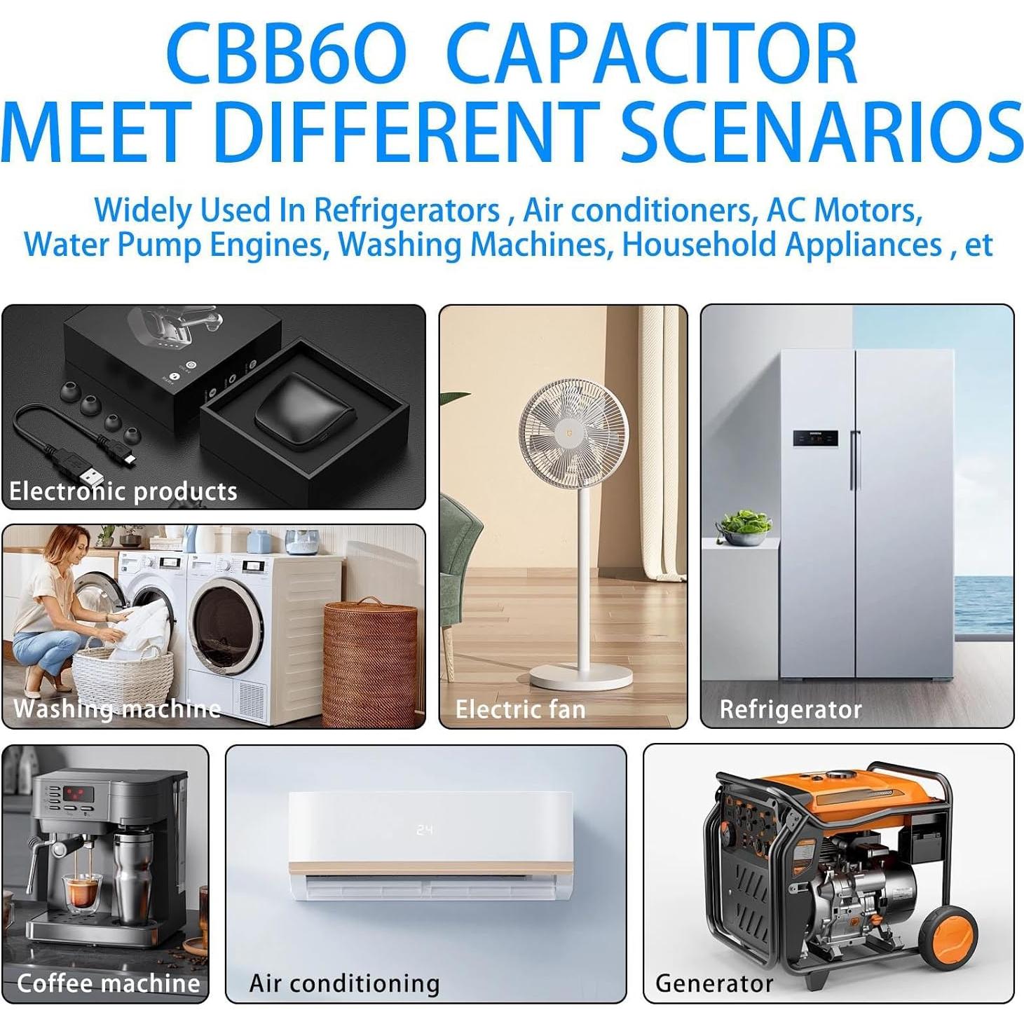 Capacitor CBB60 16uF 450V para AC y Motores - Montaje Superficie