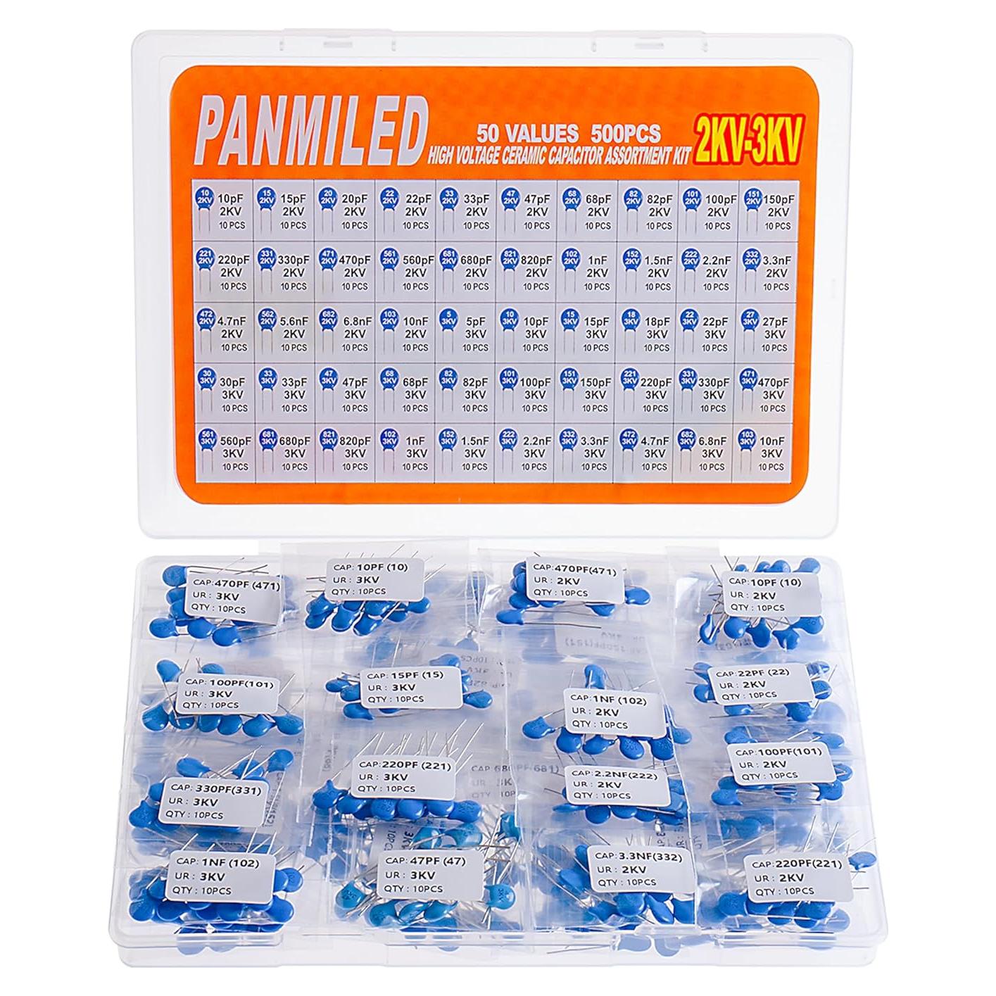 Kit Capacitores Cerámicos Alta Tensión 2KV 3KV 500 Piezas