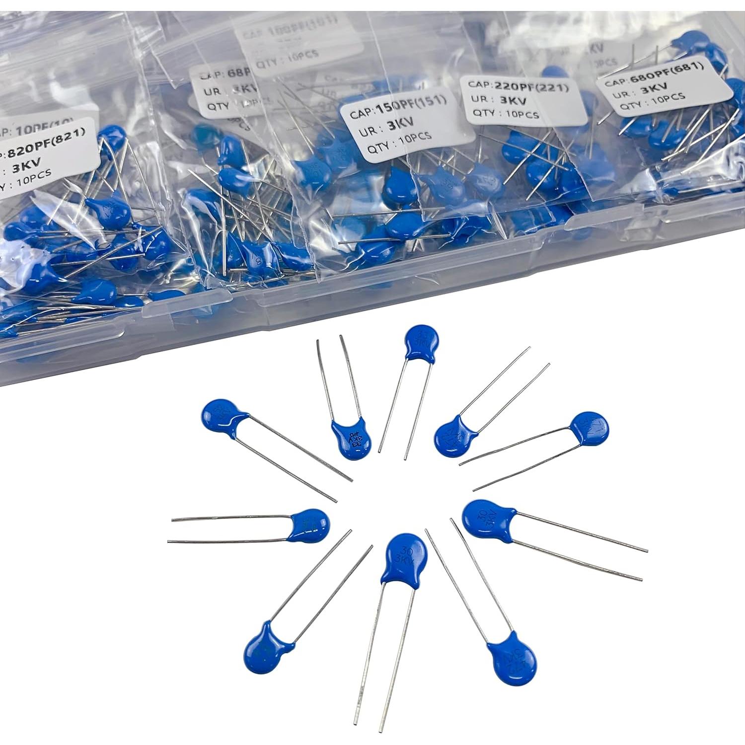 Kit Capacitores Cerámicos Alta Tensión 2KV 3KV 500 Piezas