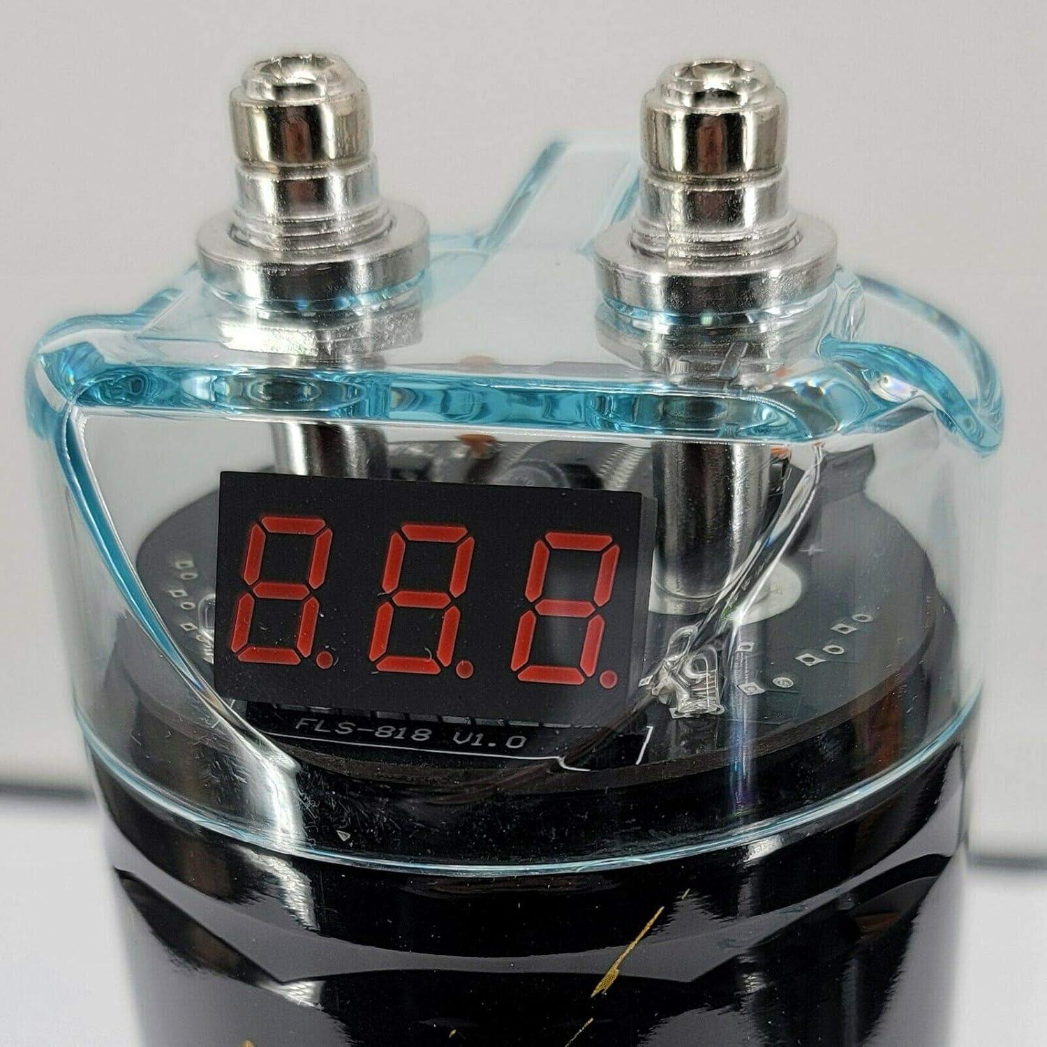 Capacitor Audiobank 3.5 Faradios 12V Pantalla Digital Roja