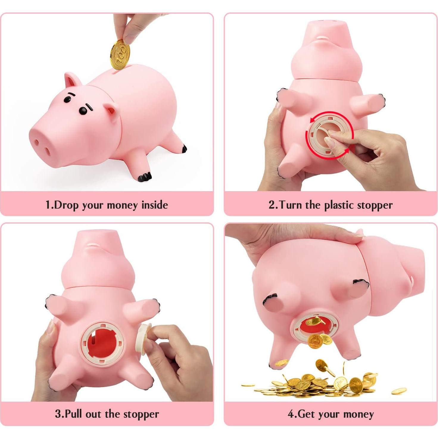 Hucha de Cerdo Rosa HotFun 11.43x18.54x9.91 cm Irrompible