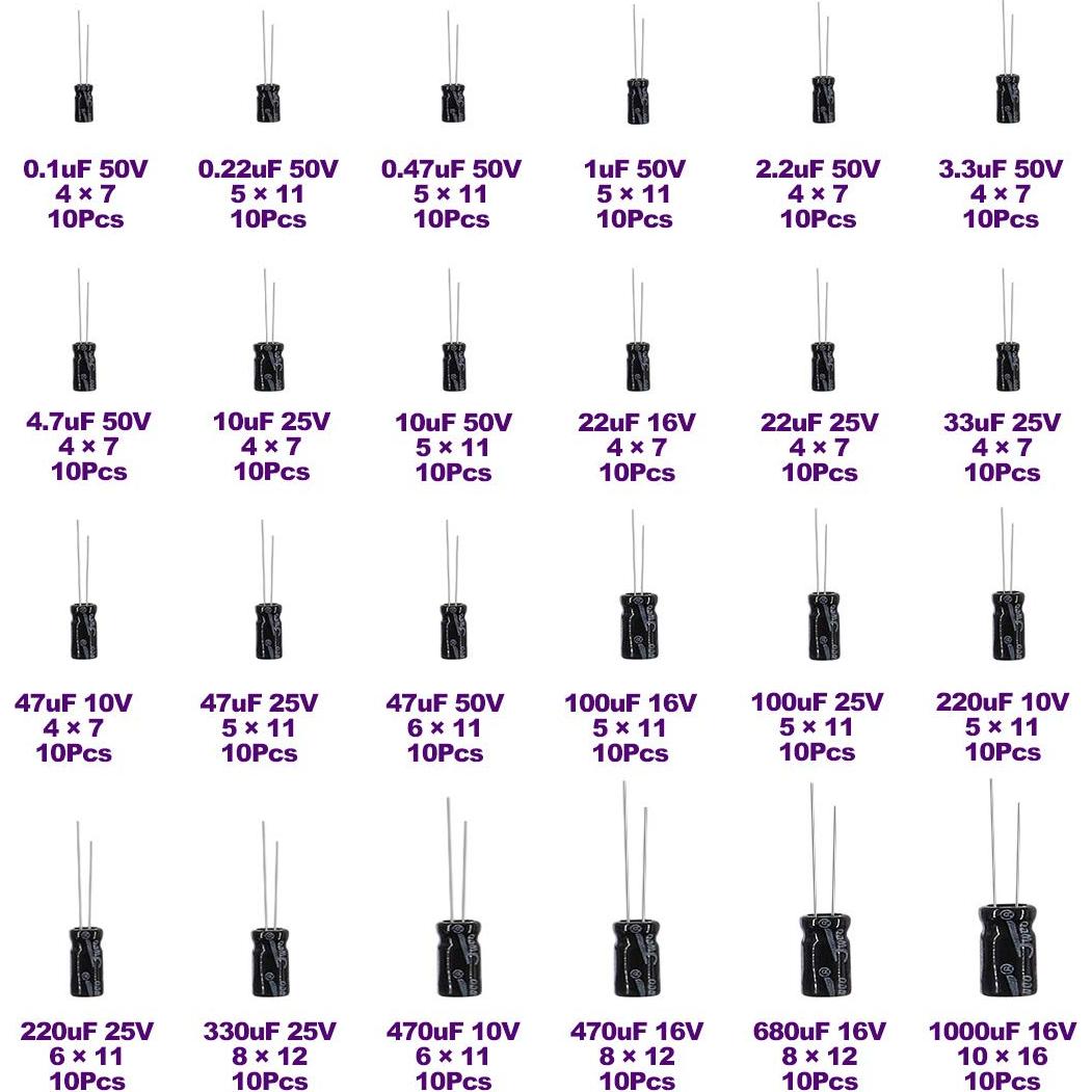Kit de 240 Capacitores Electrolíticos Swpeet 0.1uF-1000uF