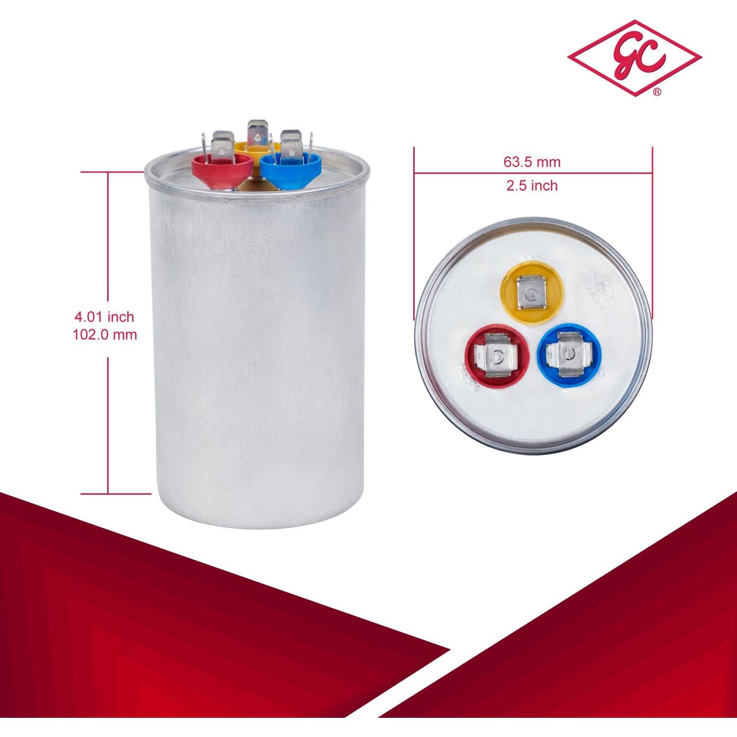 Capacitor Redondo 45+5uF GLOBE 370V/440V Doble Elemento