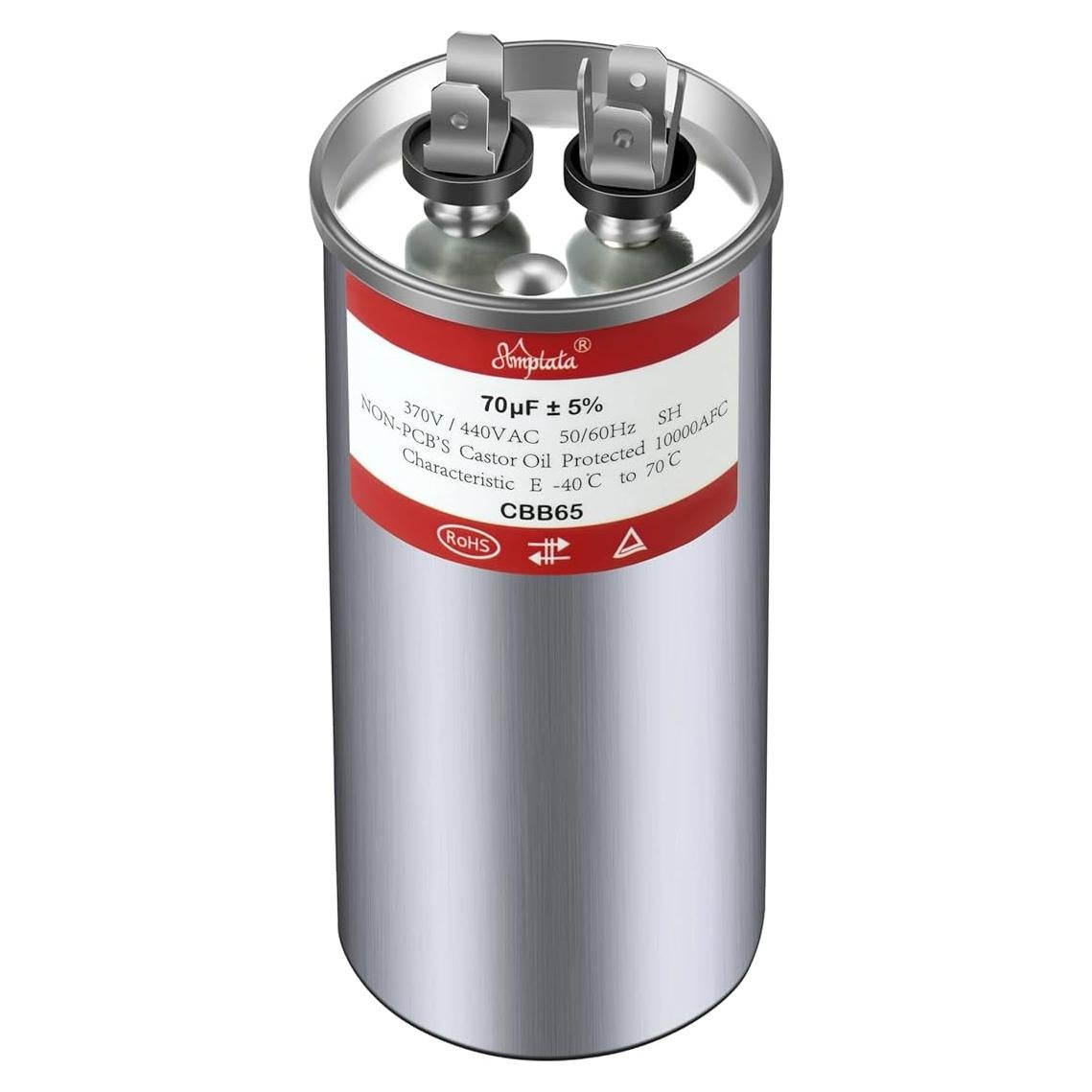 Condensador AC 70uF CBB65 AMPTATA 370V 440V 50/60Hz