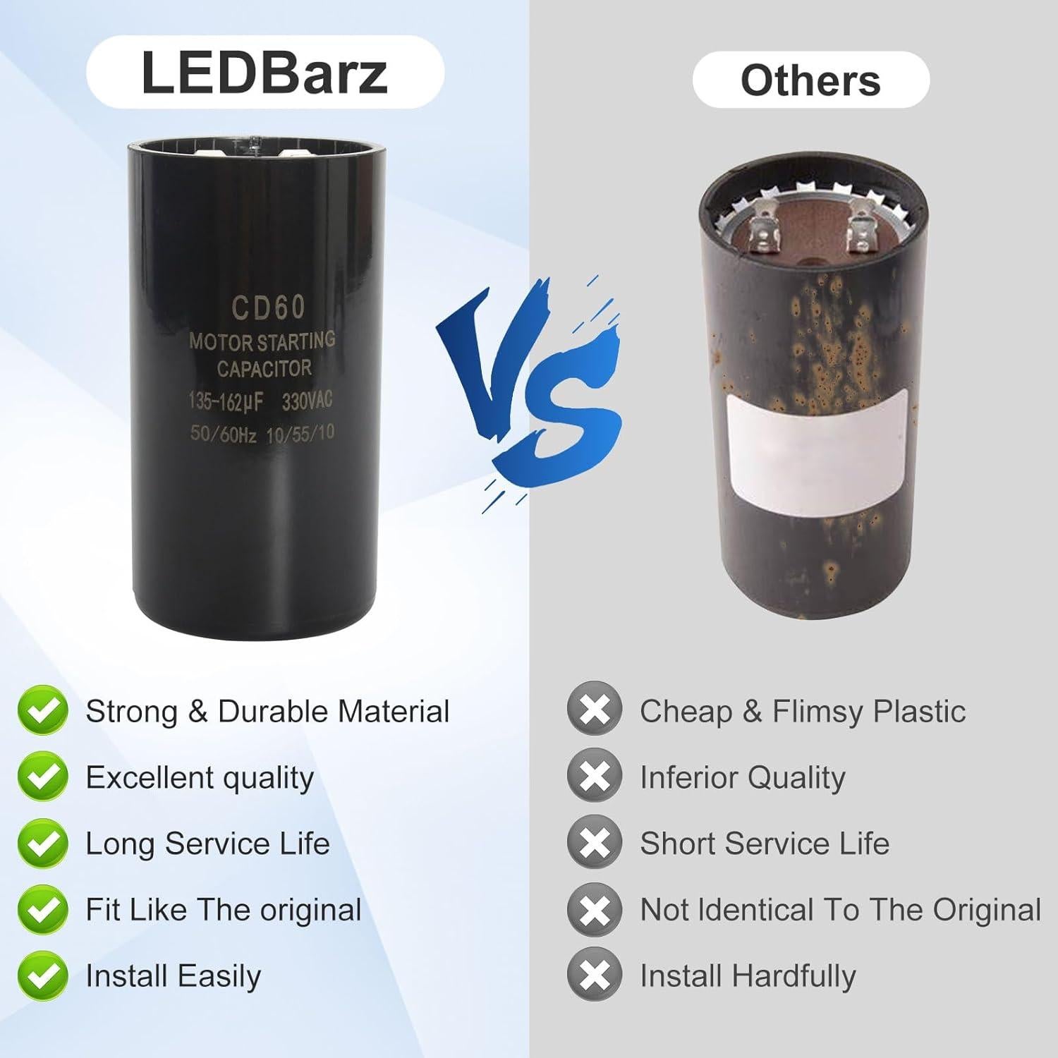 Capacitor Doble Arranque Circular LEDBarz CPT0091 135-162 uF 330VAC