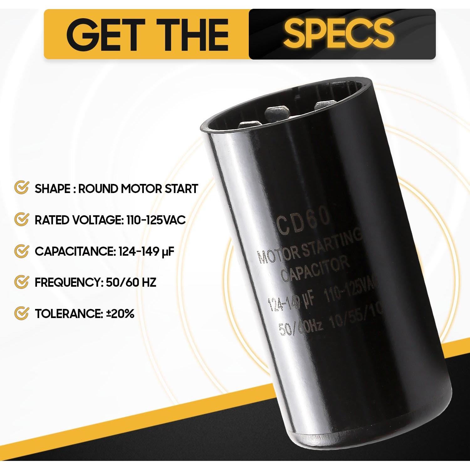 Capacitor de Arranque Seentech 124-149 uf 110-125V Redondo