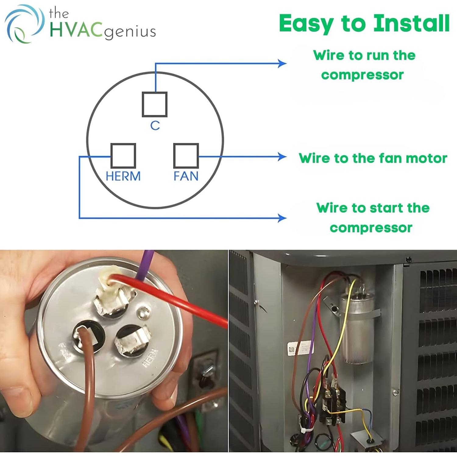 Capacitor Doble Arranque 45+5 uF HVAC Genius 370/440V