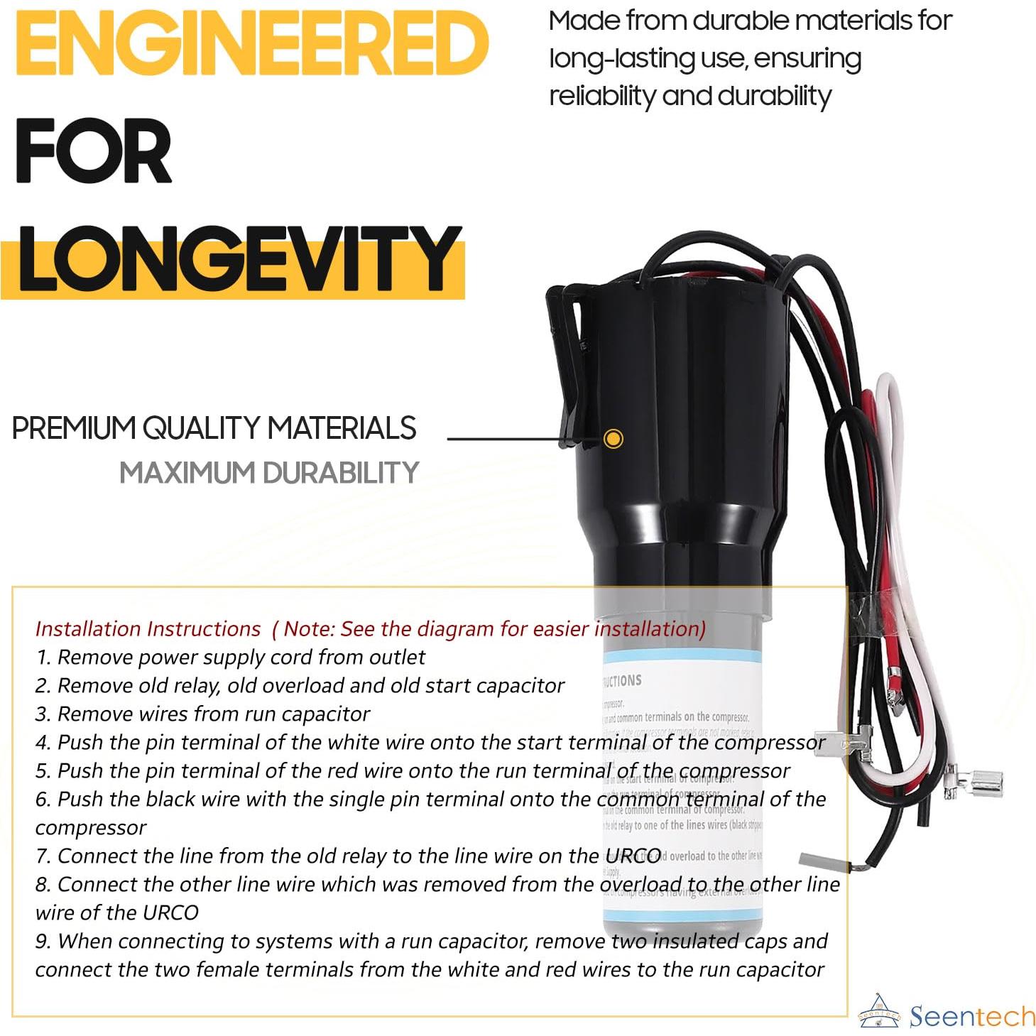 Capacitor de Arranque Duro 3en1 Seentech RCO410 - 115VAC