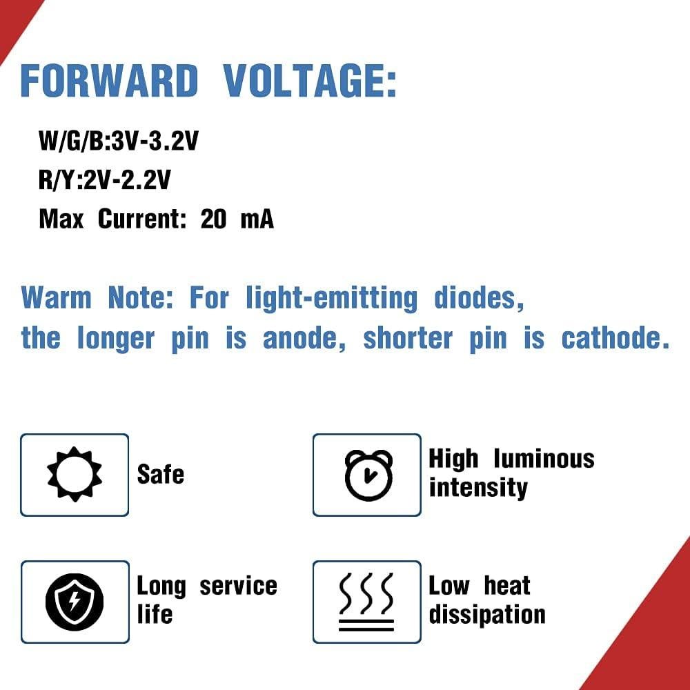 Kit de 100 Diodos LED 5mm MCIGICM Multicolor para Proyectos