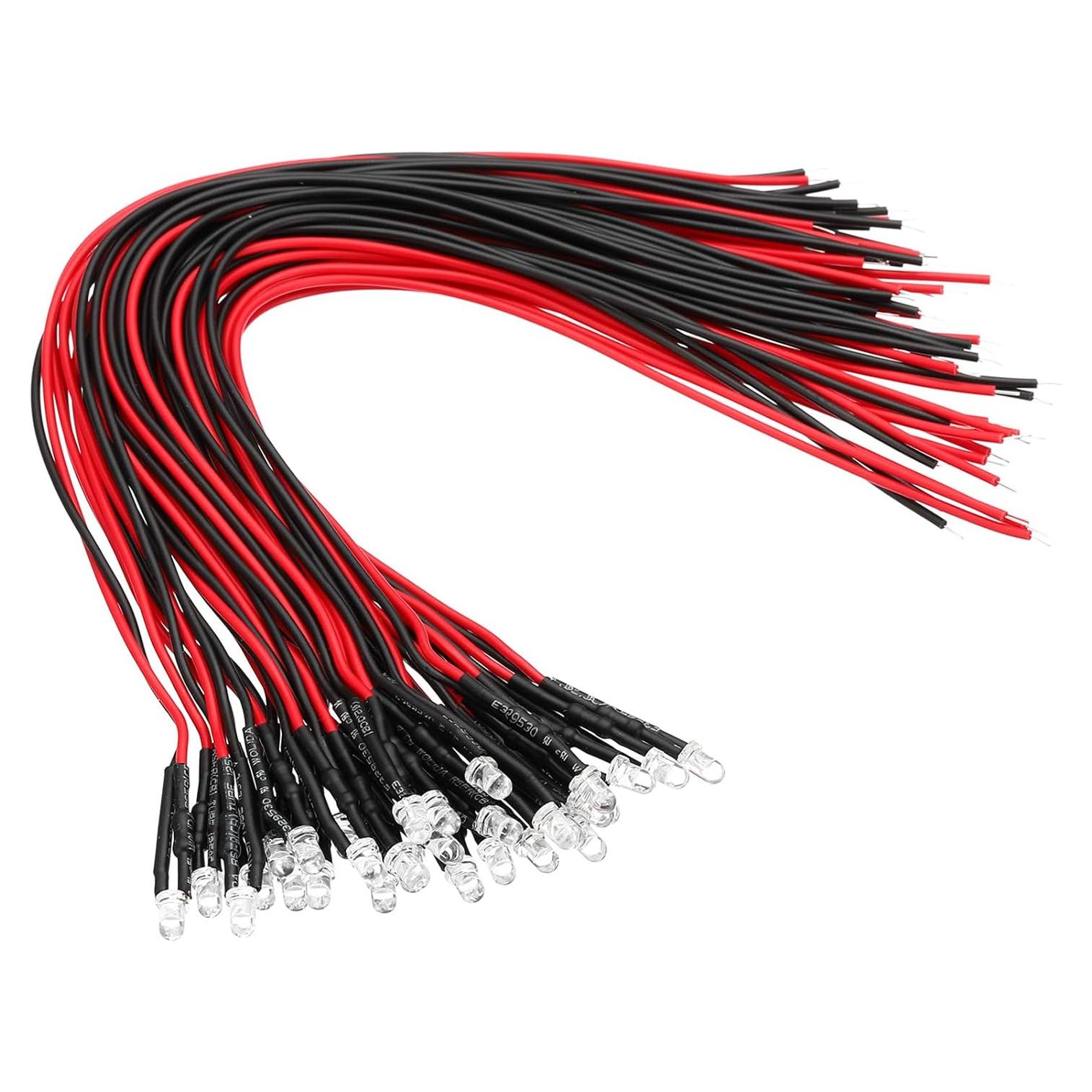 Diodos LED 3mm PATIKIL 30 Pcs 12V Verde Pre Cableados