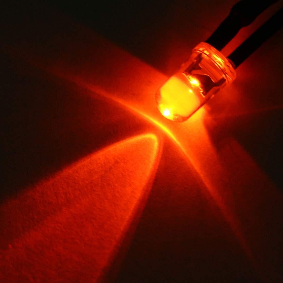 10 Piezas LED Pre Cableados 5mm Rojo uxcell DC 24V 20cm